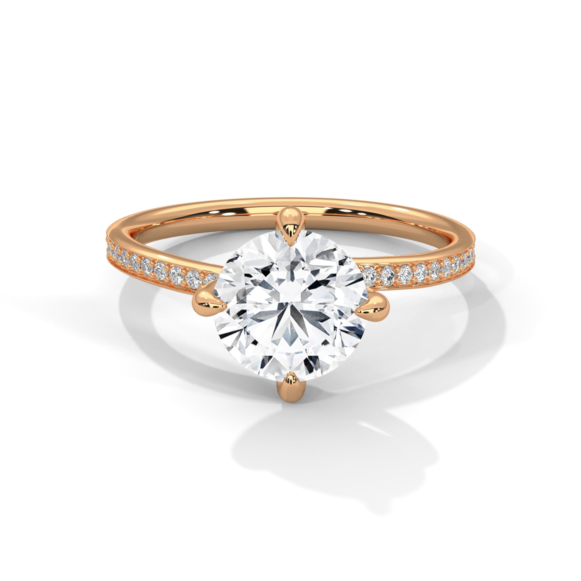 Solitaire Accent Diamond Engagement Ring With 4 Prongs