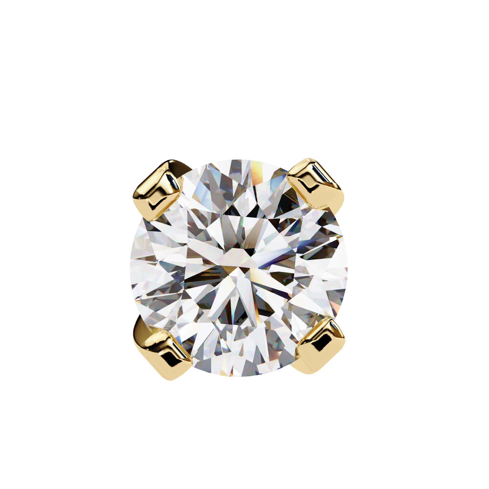 Round Brilliant Diamond Studs 4-Prong Basket Setting with double claw
