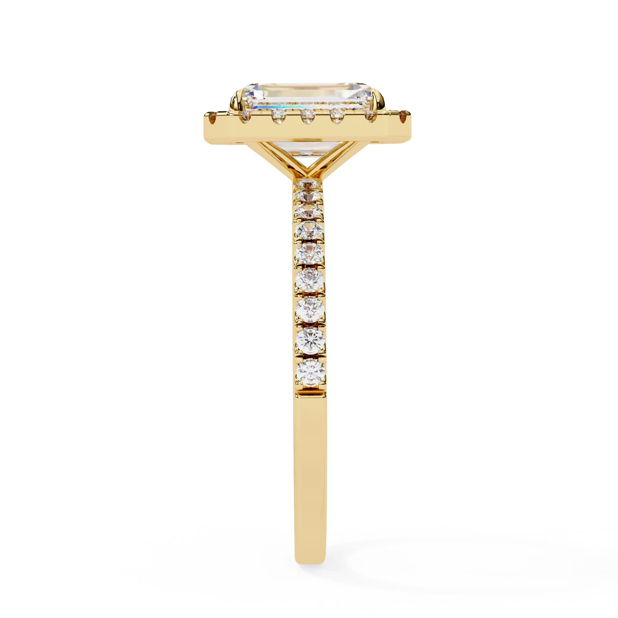 Classic Emerald Diamond Halo Engagement Ring