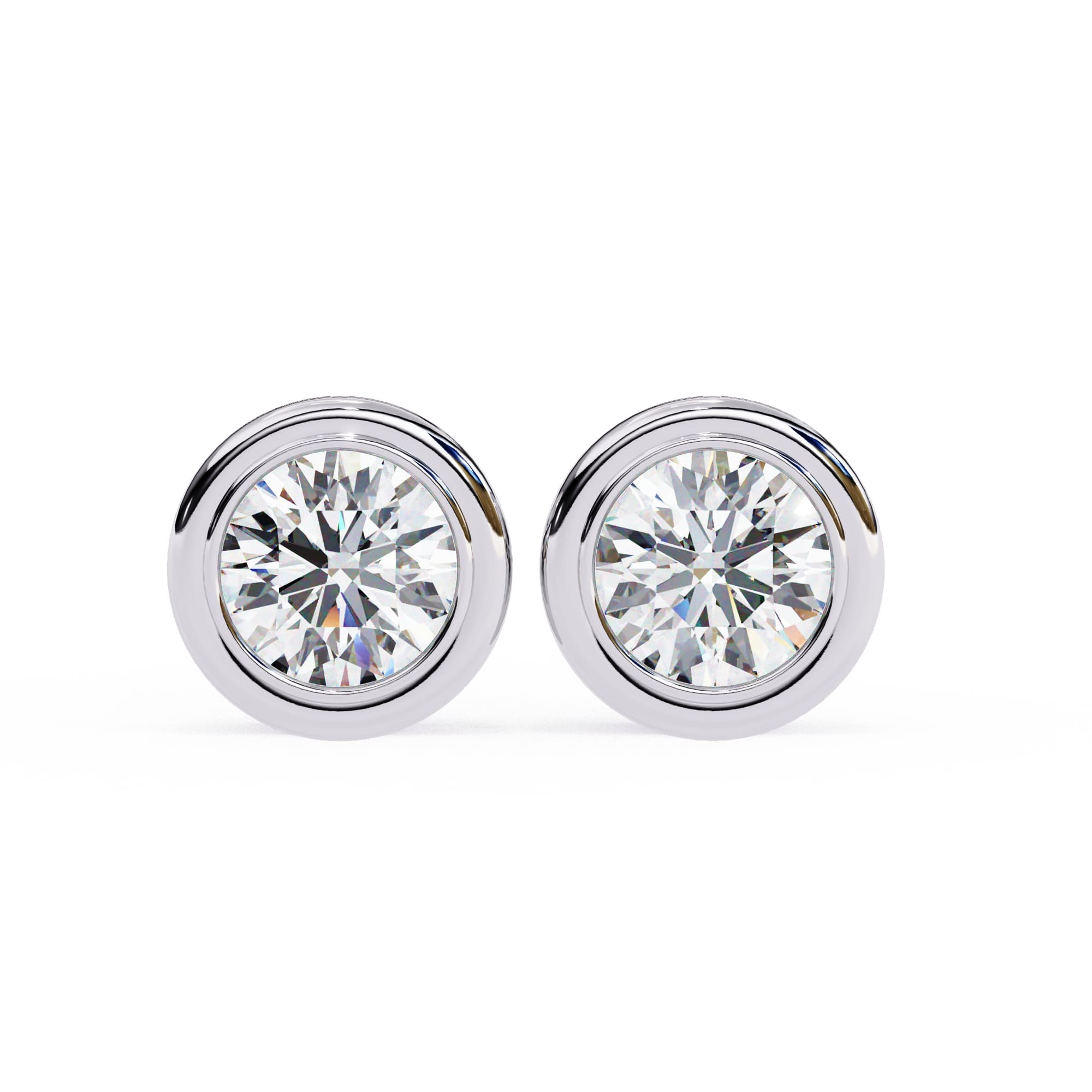 Round Bezel Stud Diamond Earrings