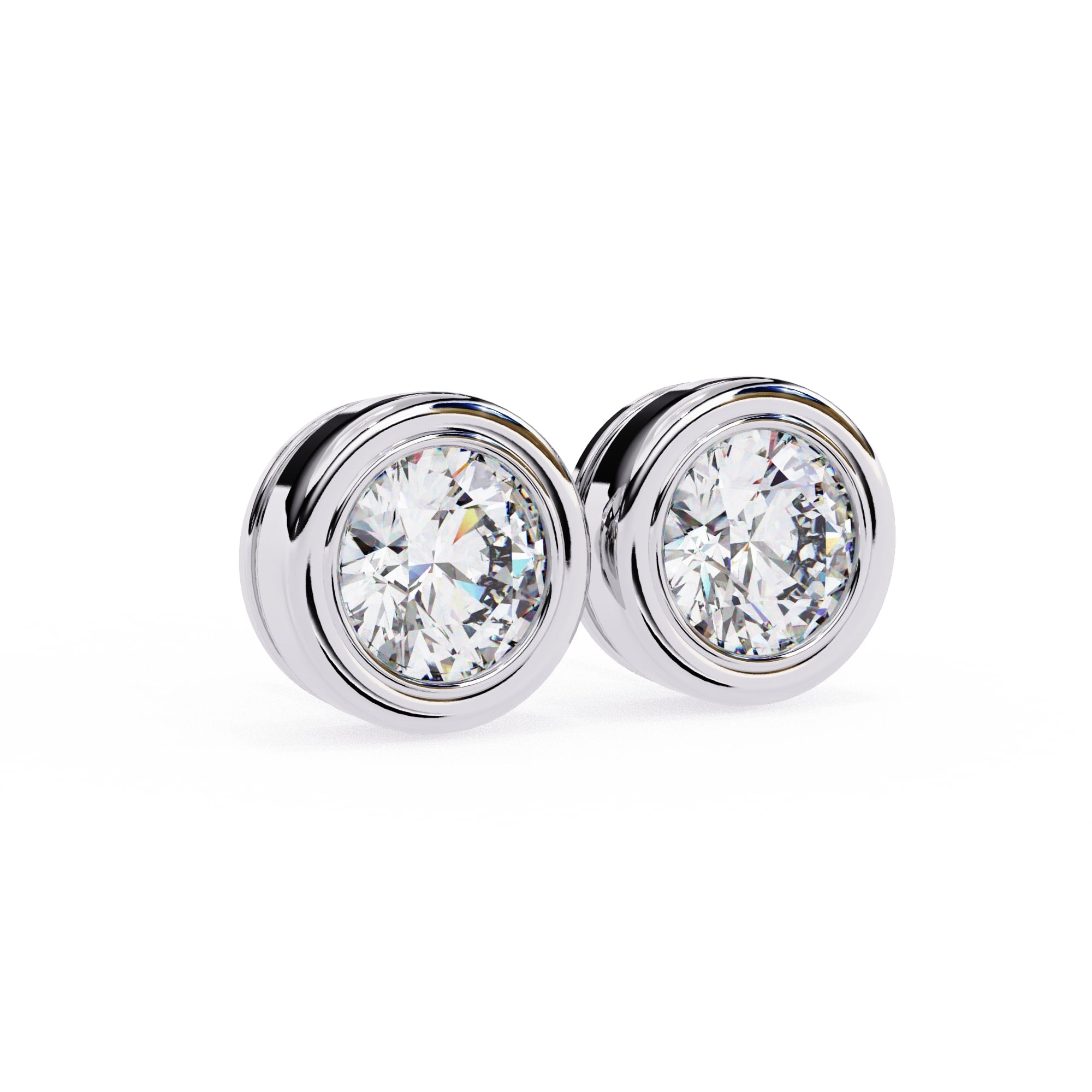 Round Bezel Stud Diamond Earrings