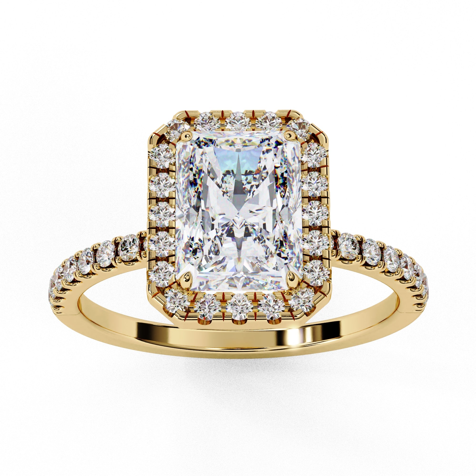 Radiant Diamond Engagement Ring With Halo Setting