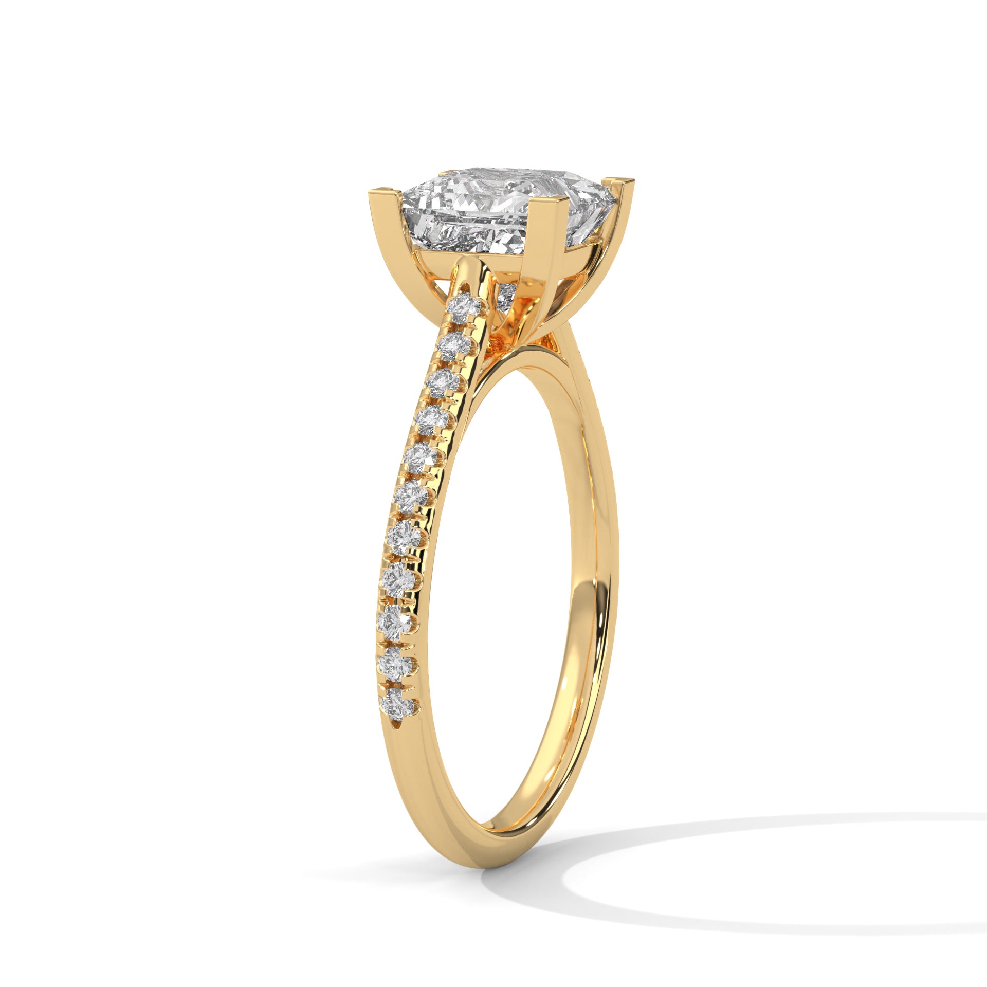 2 Carat Princess Diamond Solitaire Accent Ring