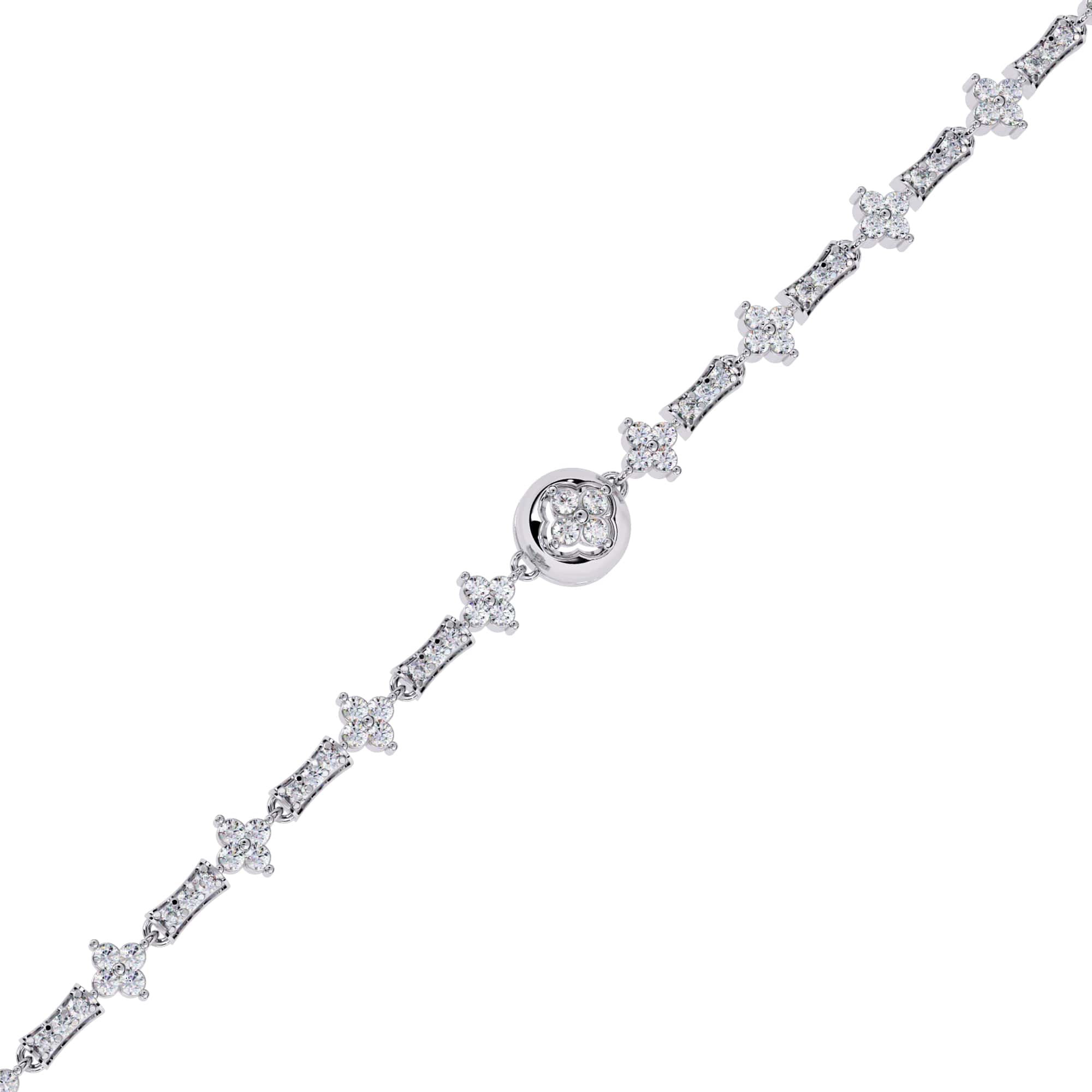 Round Cut Lab Diamond Floral Bracelet