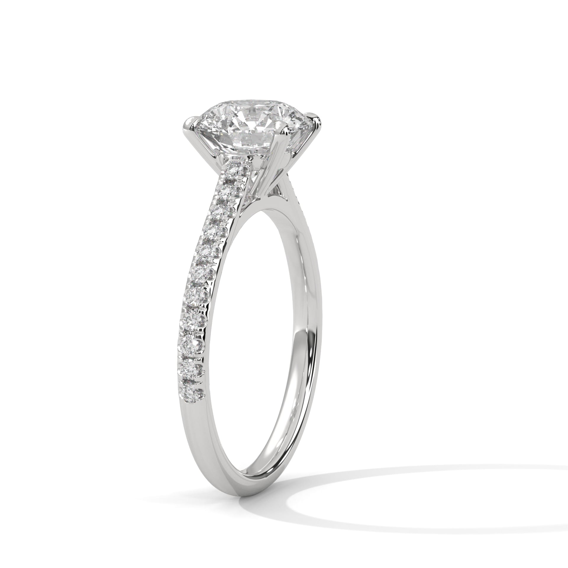Lab Diamond Round Cut Solitaire Accent Ring