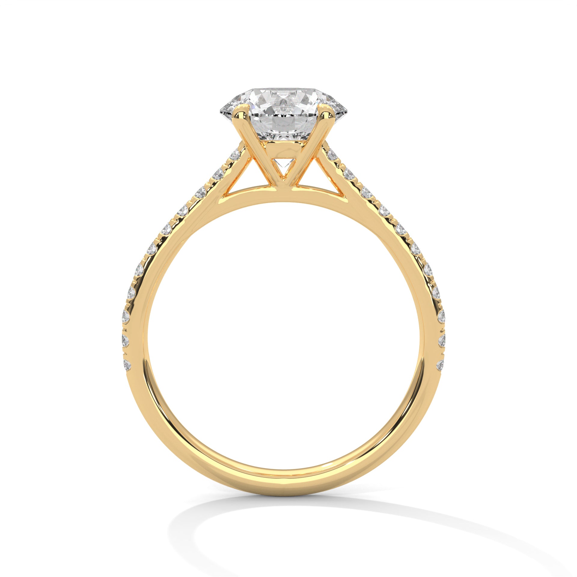 Lab Diamond Round Cut Solitaire Accent Ring