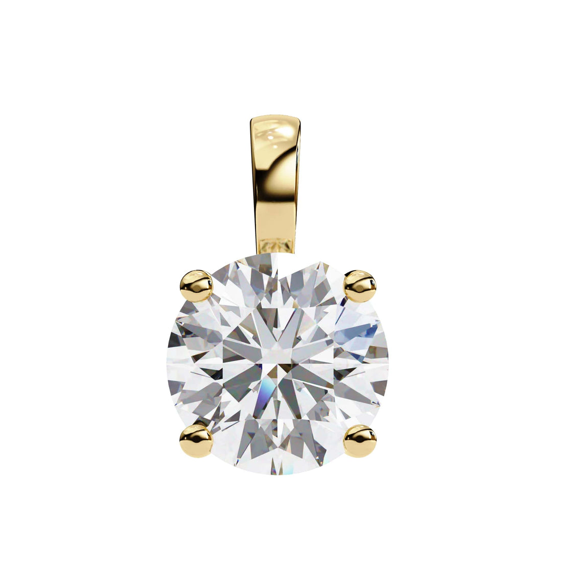 3 Carat Charming 4 Prong Round Lab Diamond Pendant