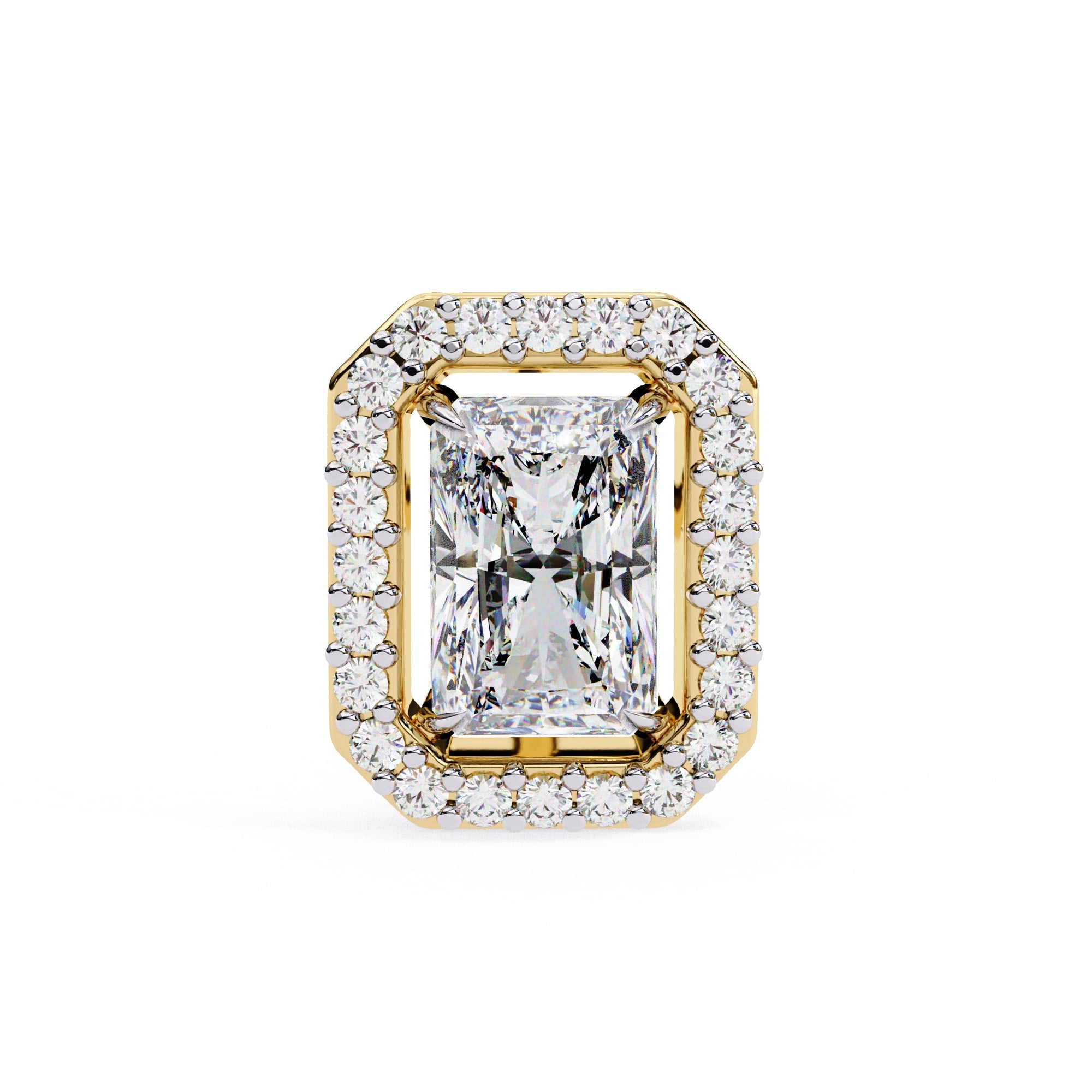 Radiant Diamond Stud Earrings Halo Style