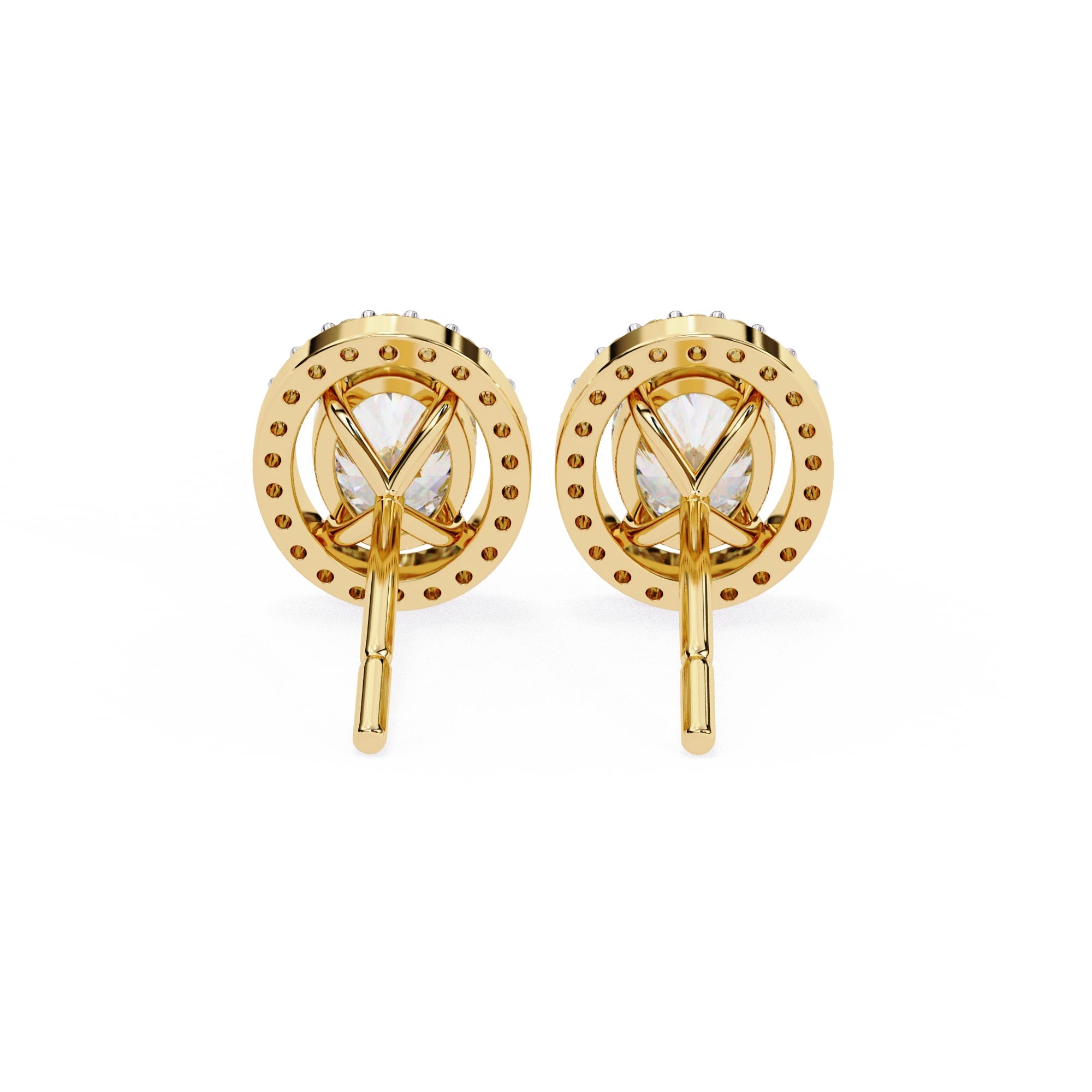Oval halo stud earrings