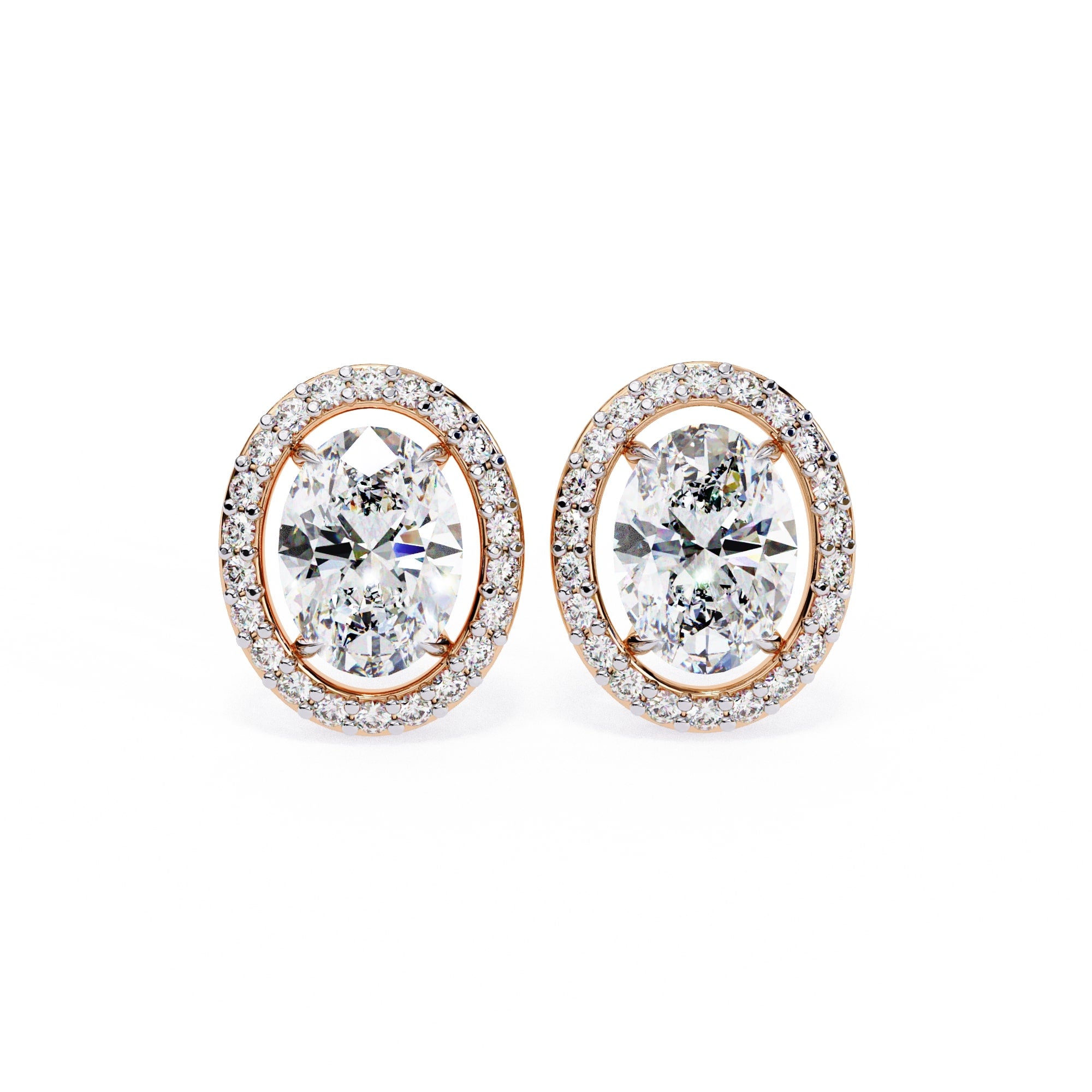 Oval halo stud earrings