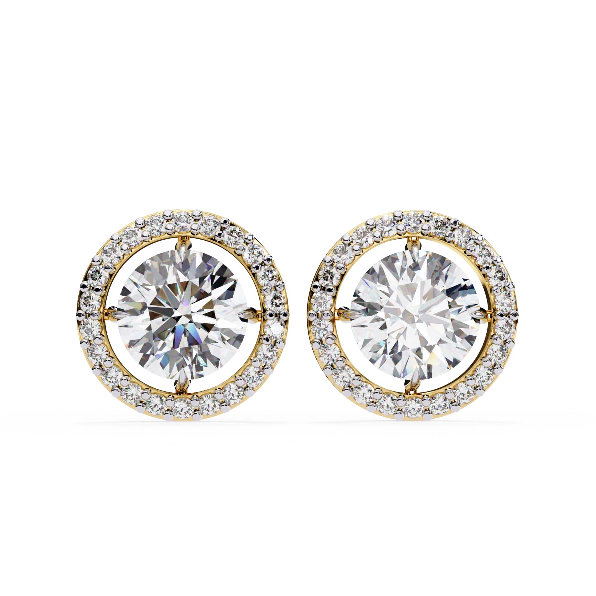 Round Cut Halo Diamond Stud Earrings