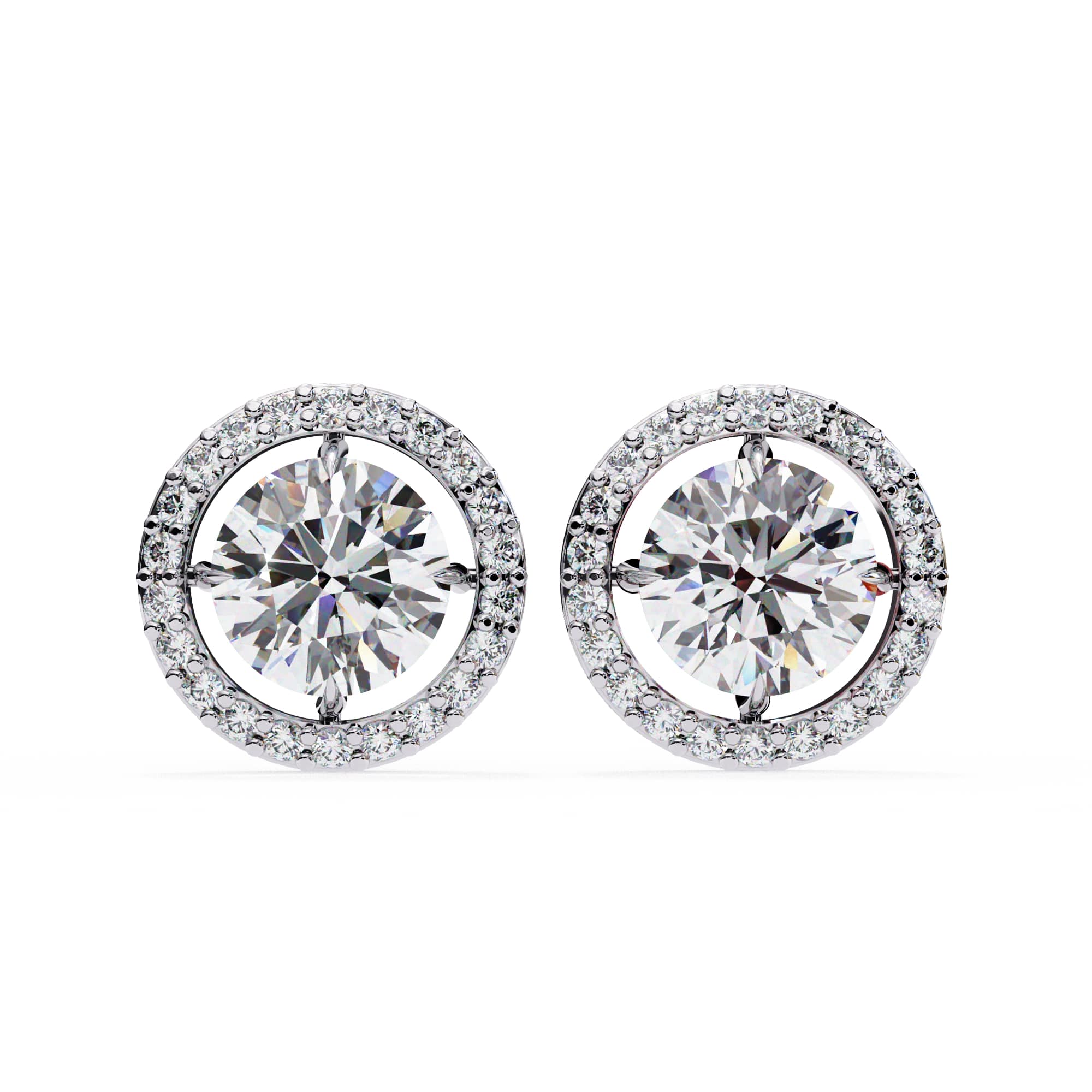 Round Cut Halo Diamond Stud Earrings