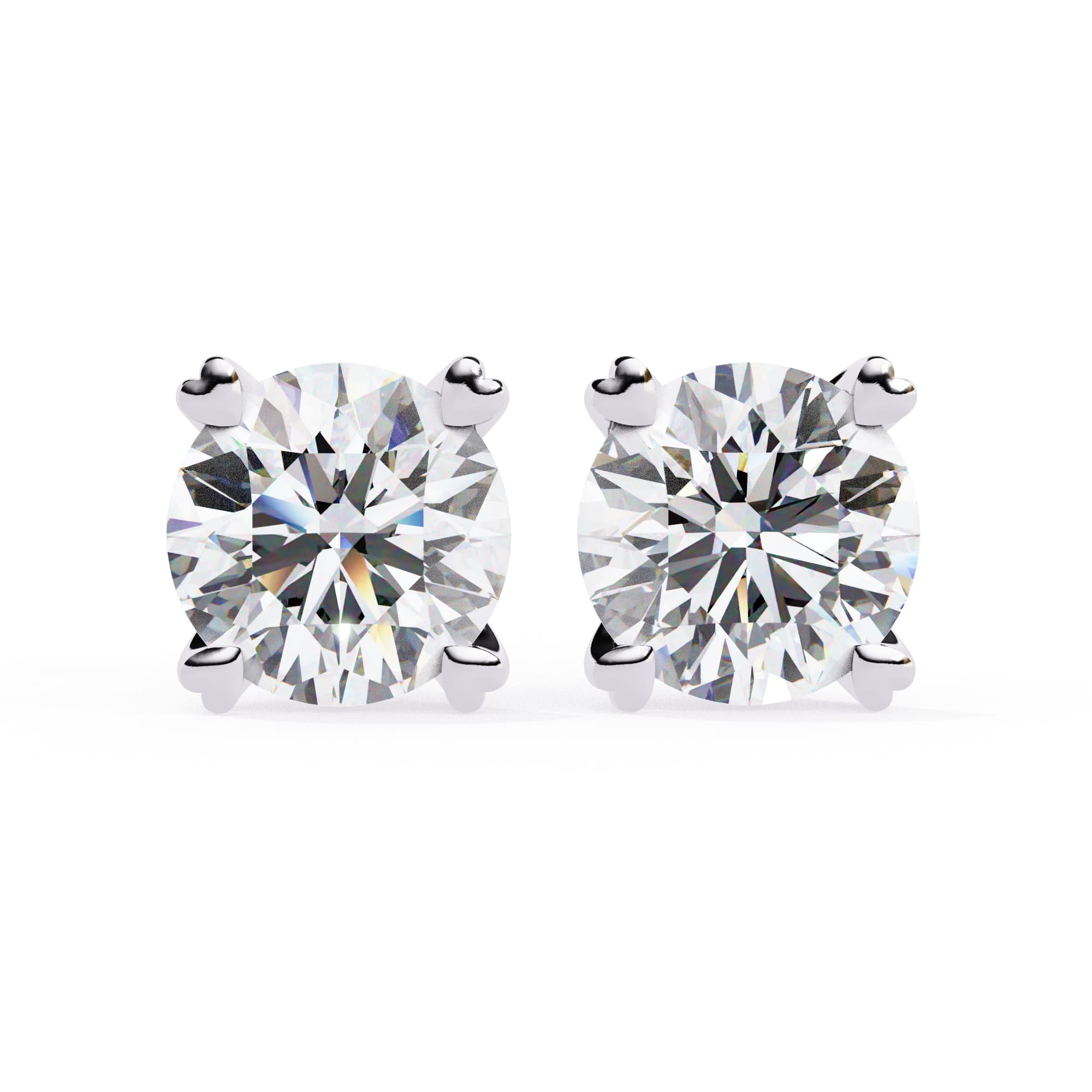 Round Cut Lab Grown Diamond Earrings With 4 Prong