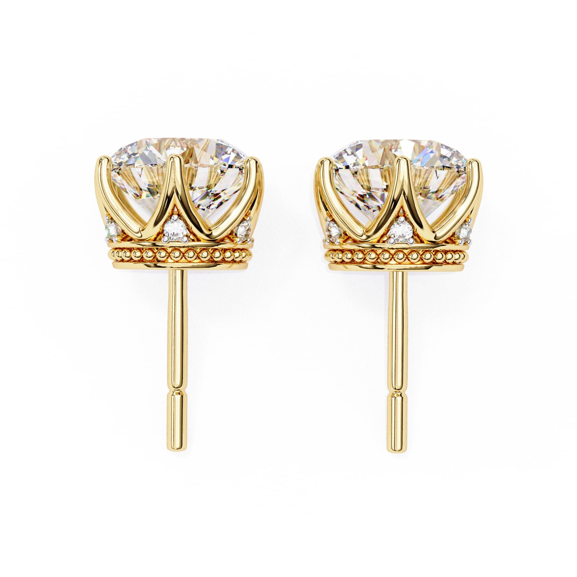 Round Diamond earrings with side rounds