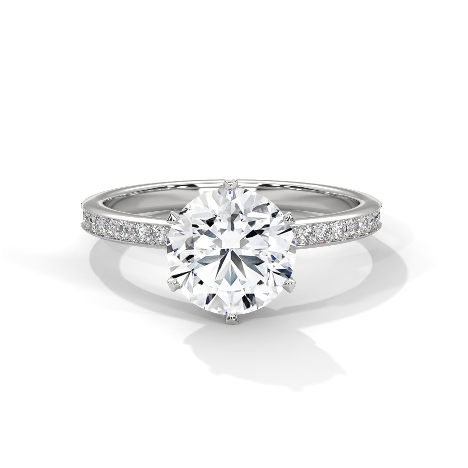 Round Diamond Solitaire Ring With Accent Setting