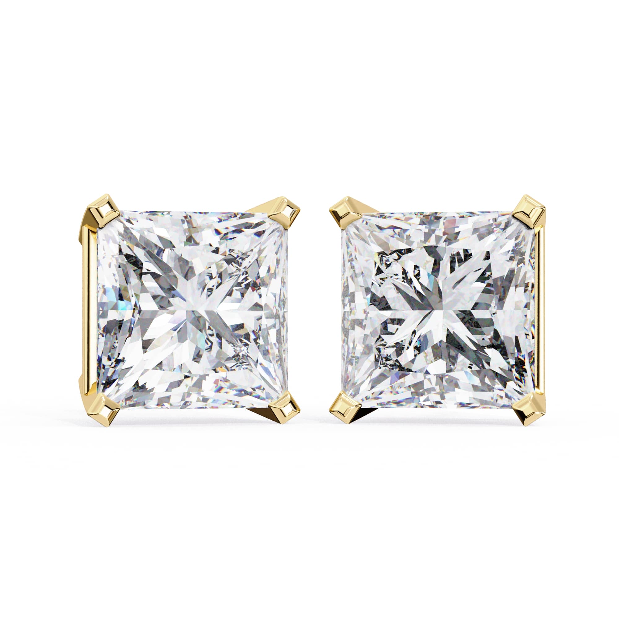 Princess Cut Stud with V Prong Setting