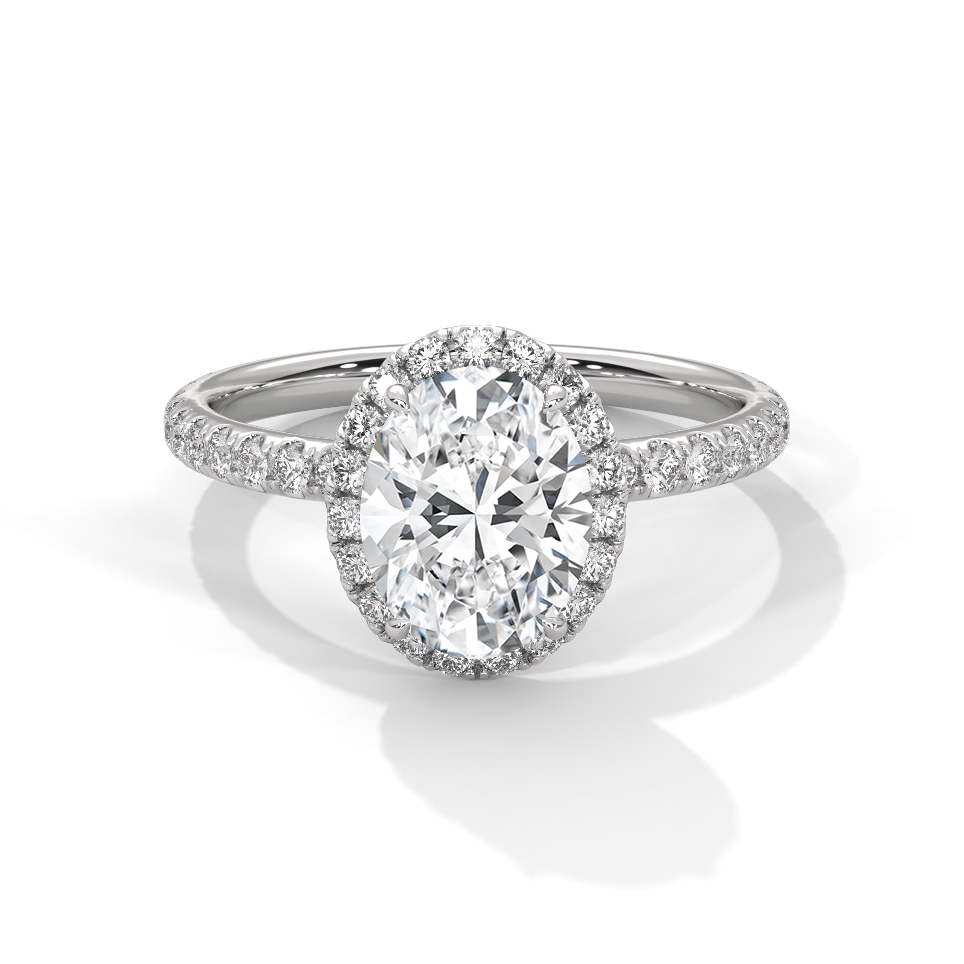 Oval Cut Lab Diamond Halo Solitaire Ring
