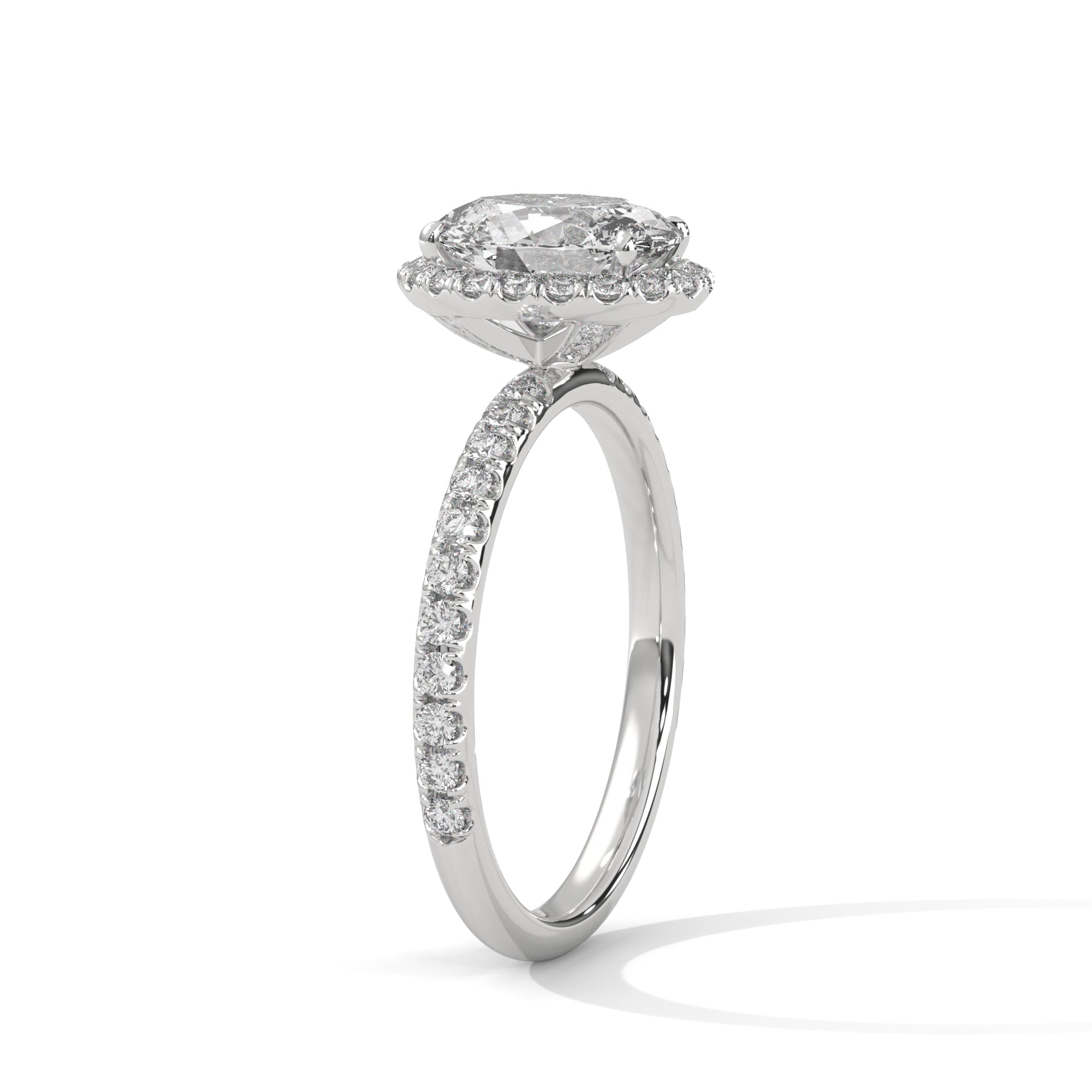 Oval Cut Lab Diamond Halo Solitaire Ring