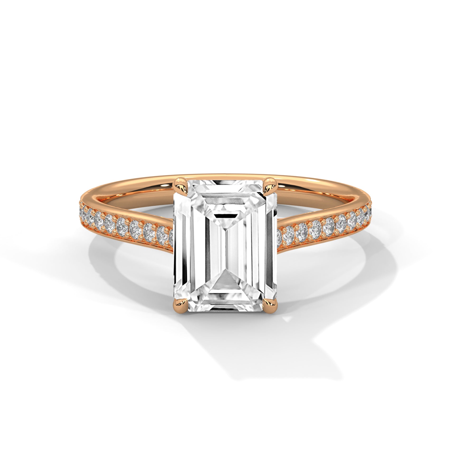 Emerald Cut Lab Diamond Solitaire With Accent Ring