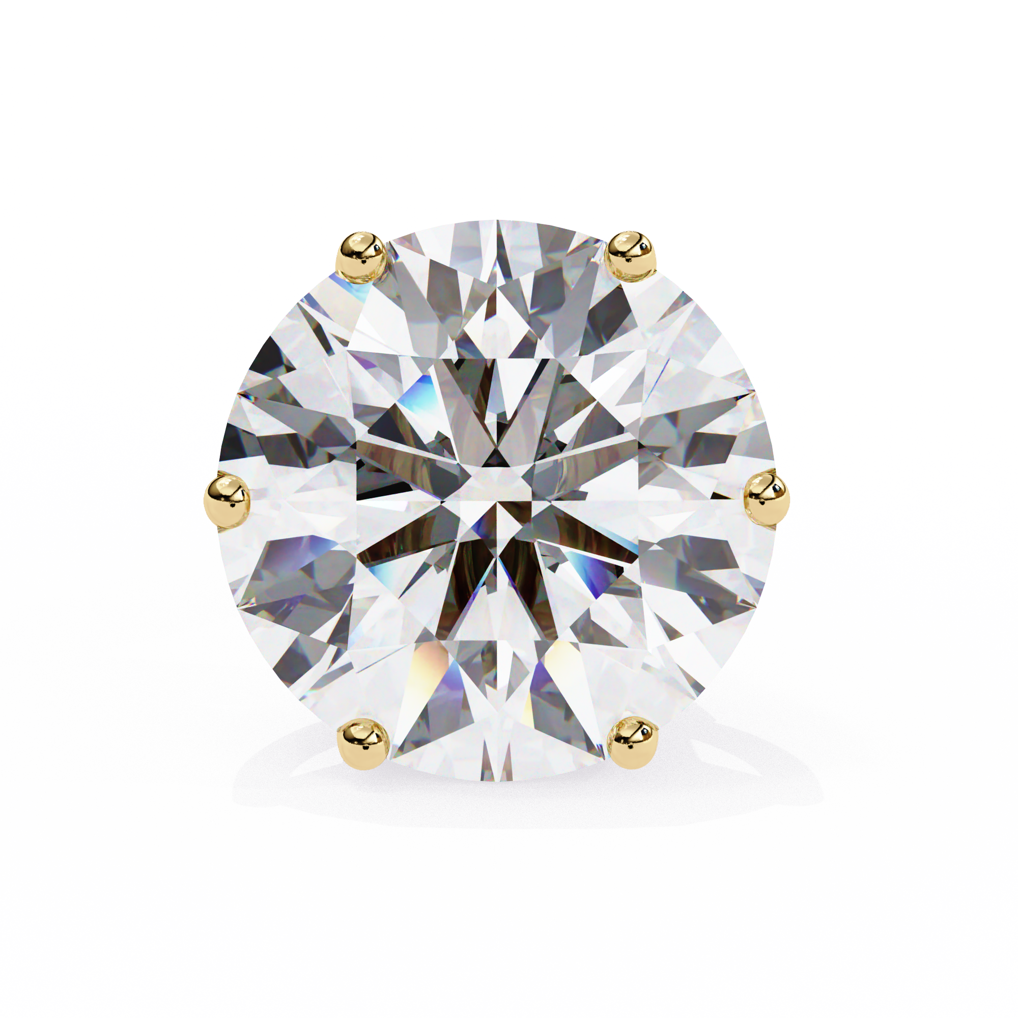 Round Diamond Stud Earrings 6-Prong Basket Setting