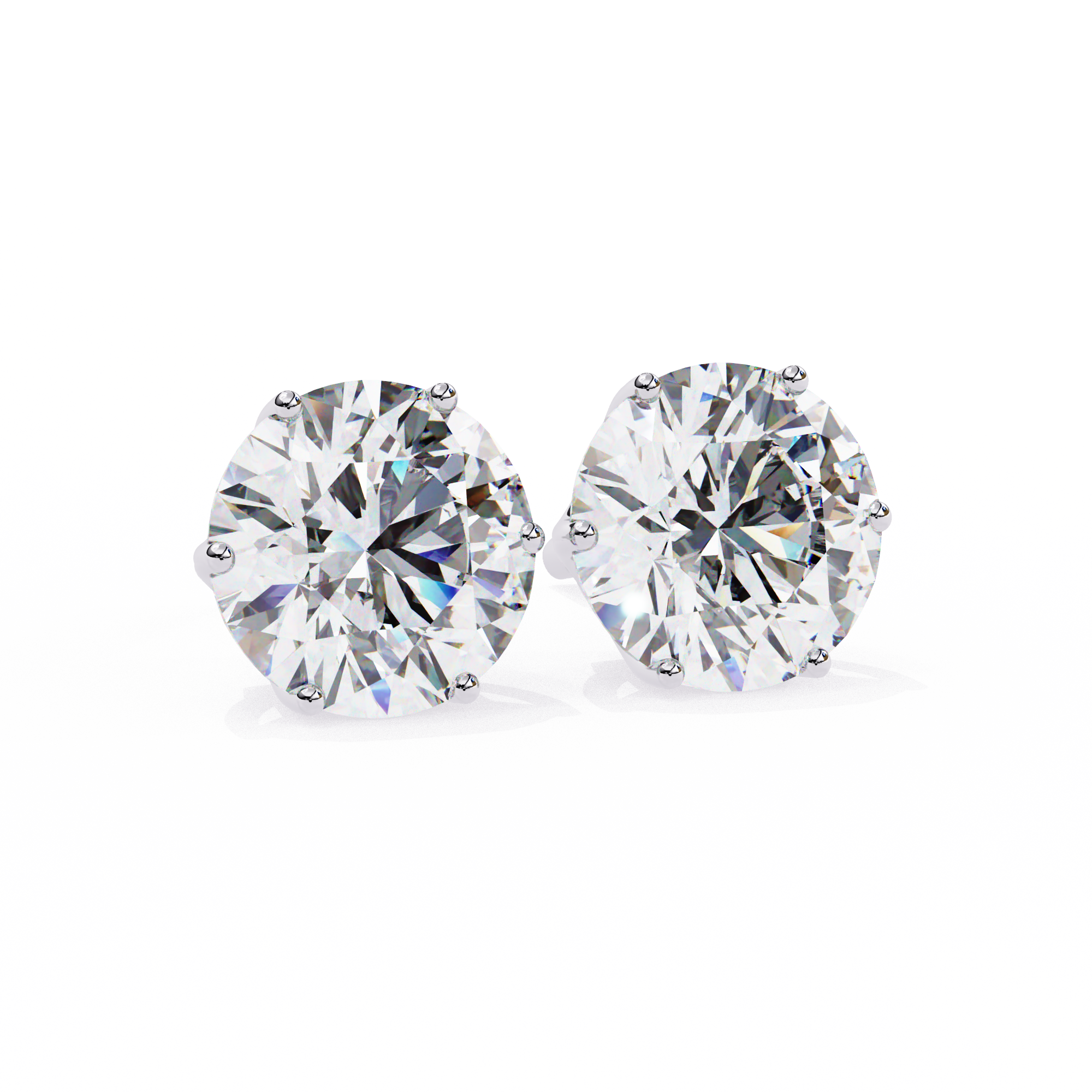 Round Diamond Stud Earrings 6-Prong Basket Setting