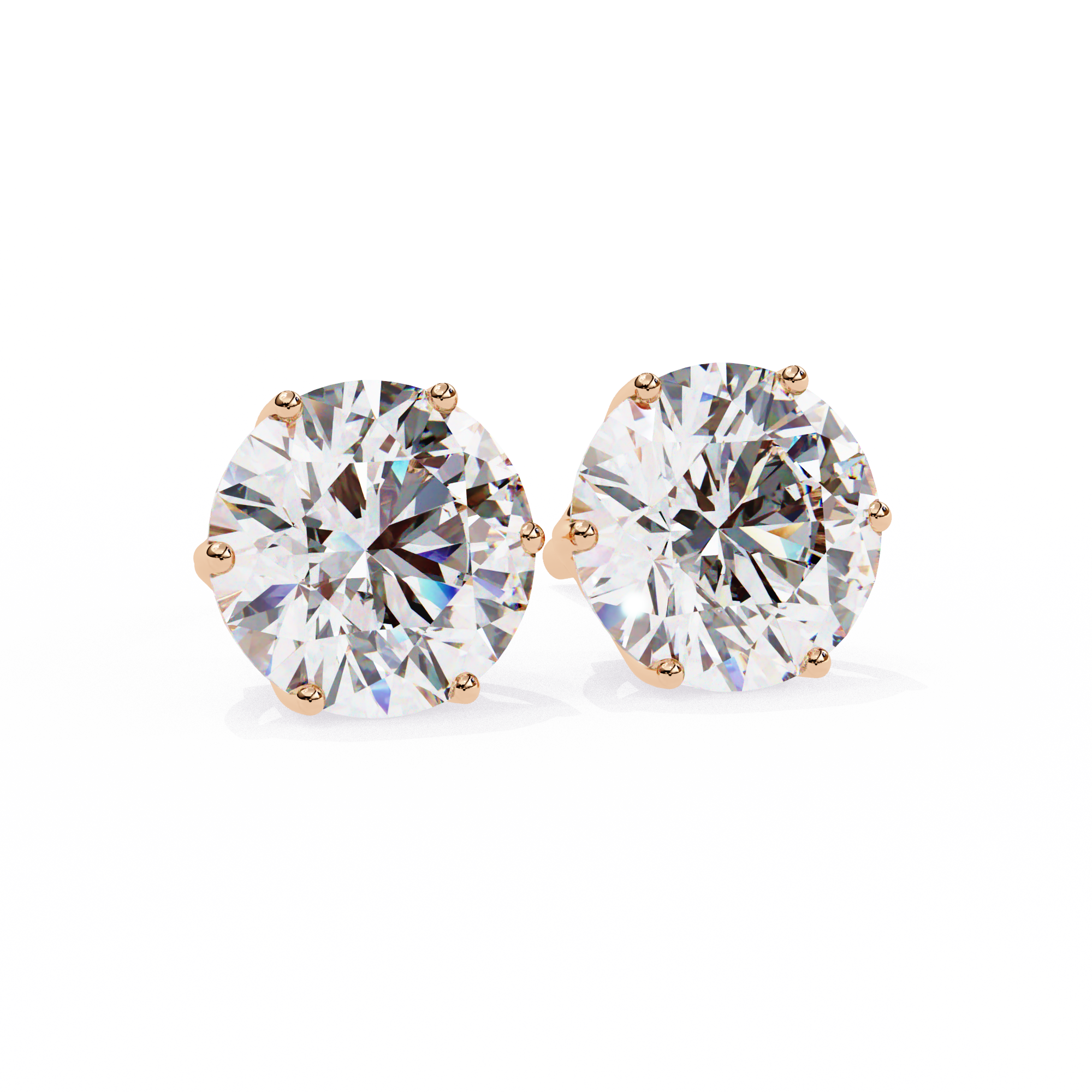 Round Diamond Stud Earrings 6-Prong Basket Setting
