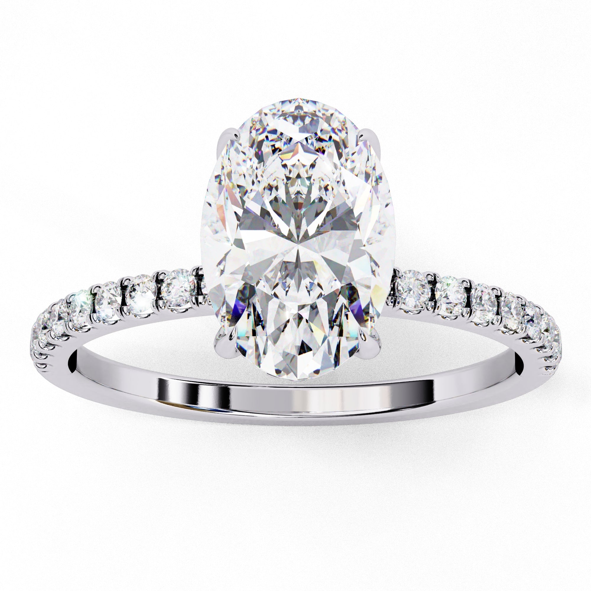 Lab Grown Diamond Oval Cut Solitaire Accent Ring