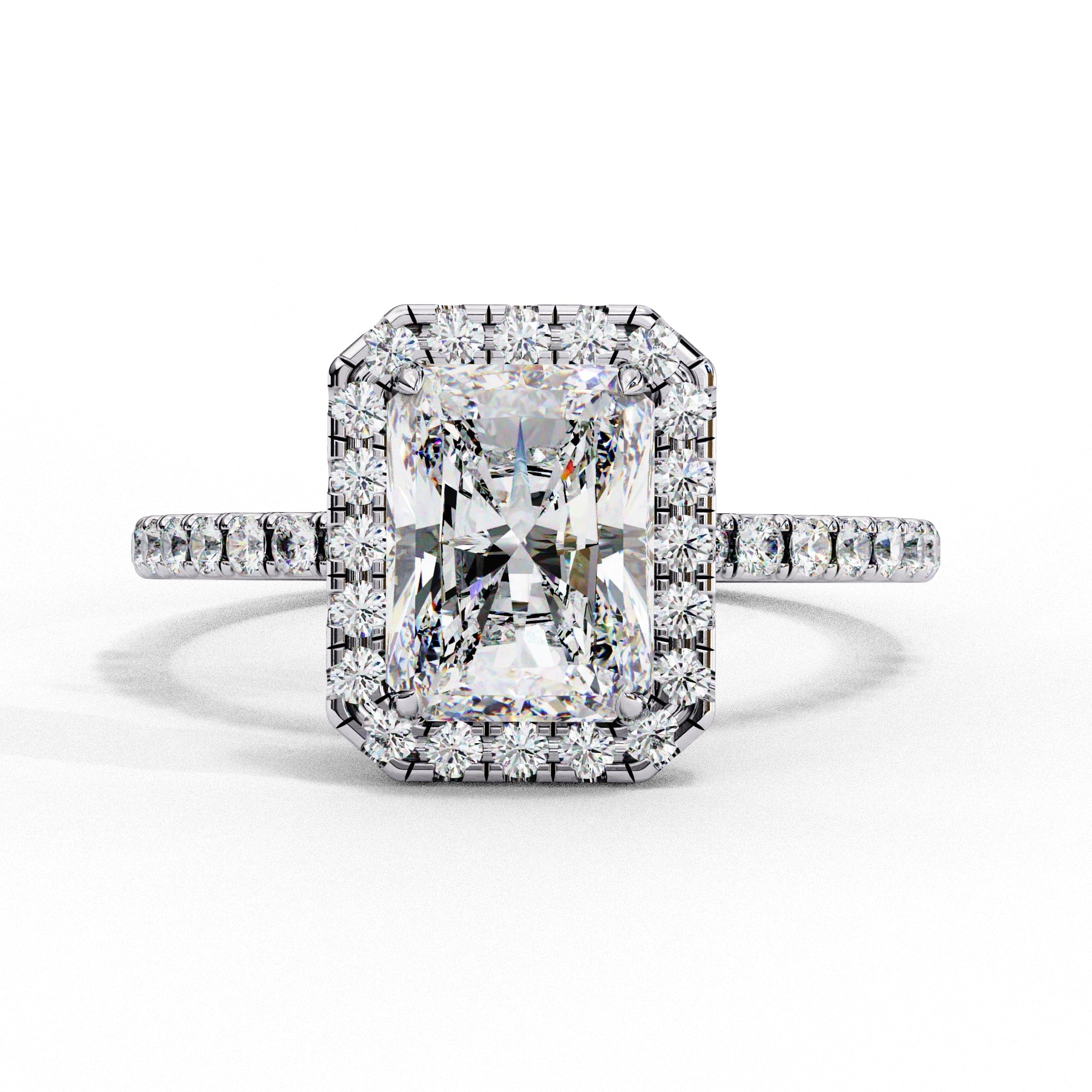Radiant Diamond Engagement Ring With Halo Setting