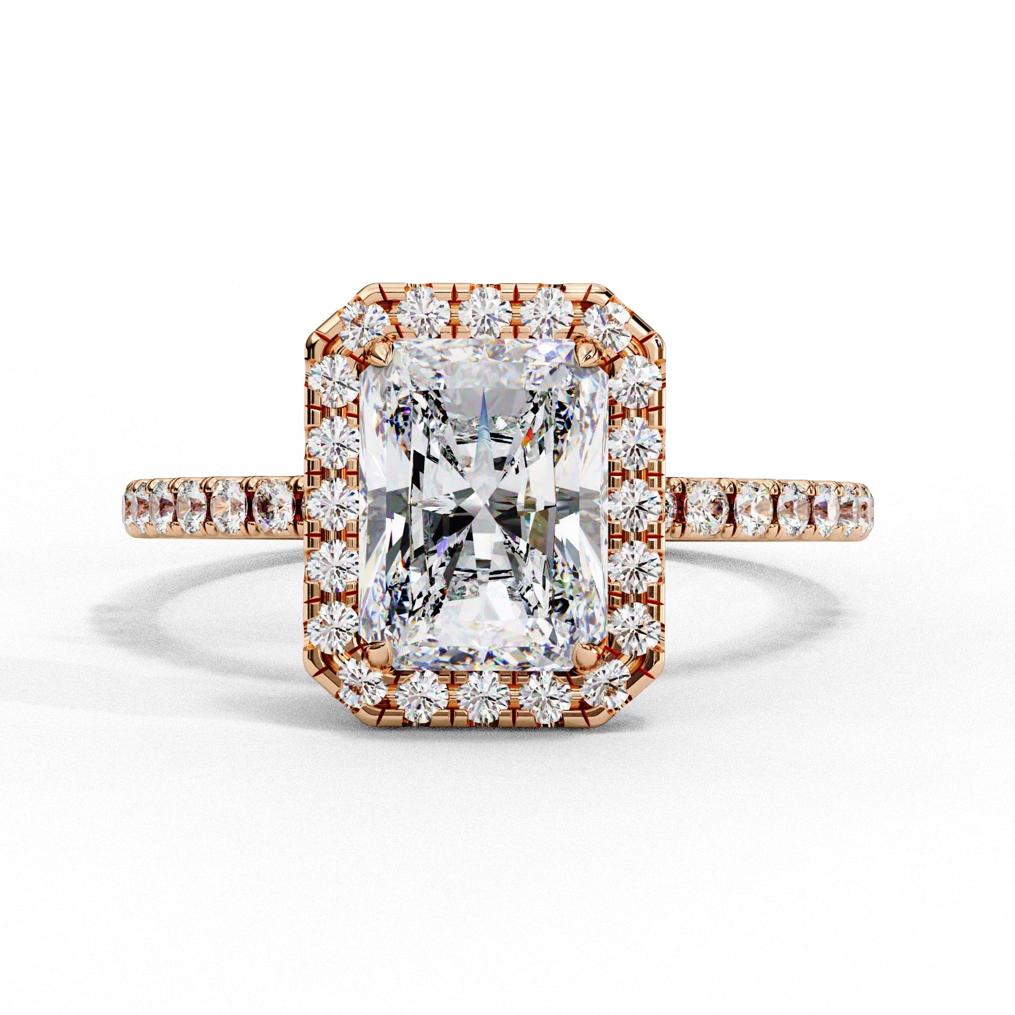 Radiant Diamond Engagement Ring With Halo Setting