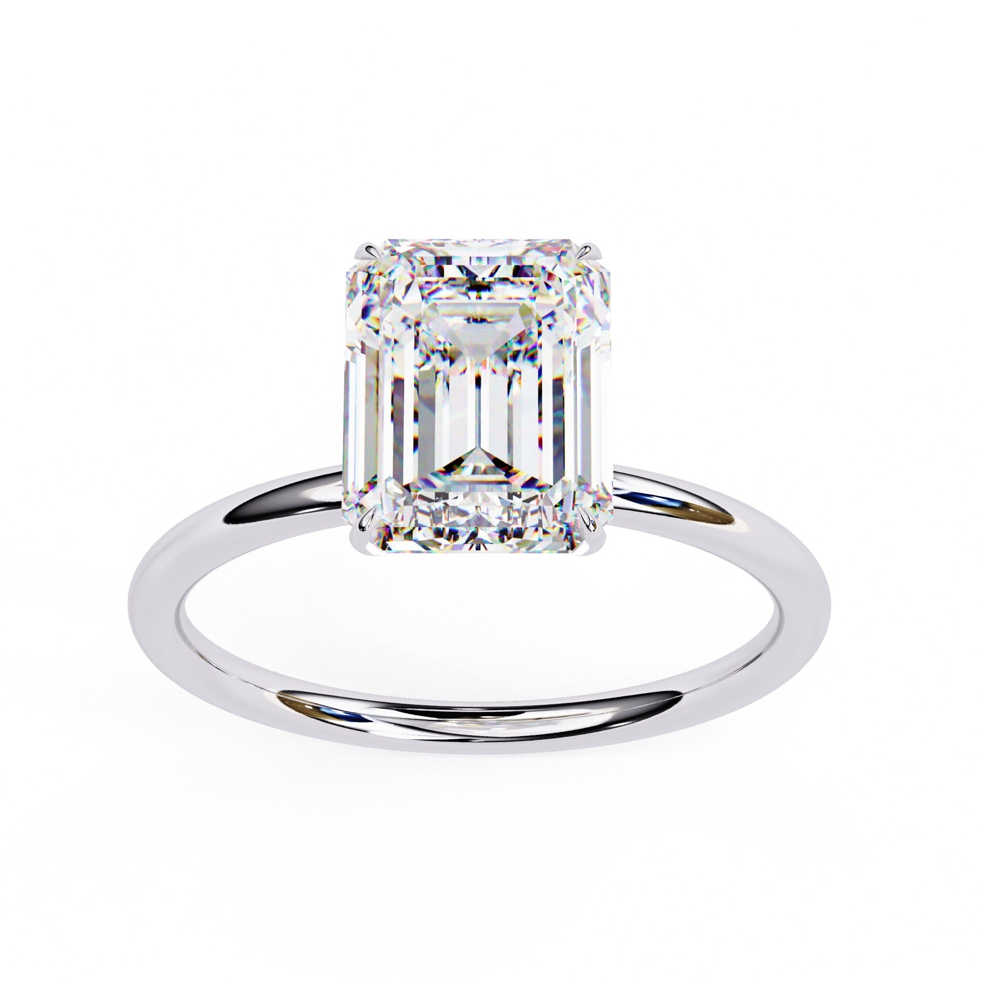 Solitaire Engagement Ring With Emerald Cut Diamond