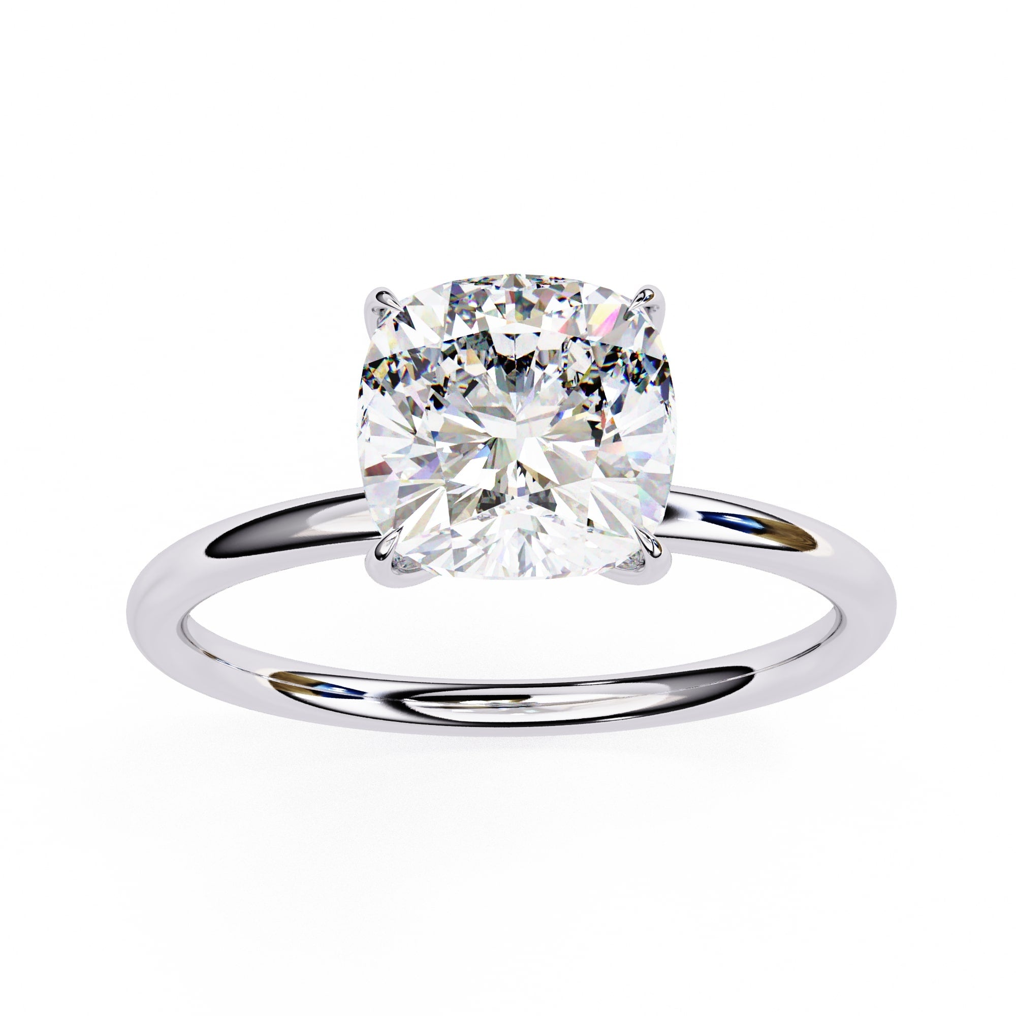 Cushion Diamond Solitaire Ring With Gold Band