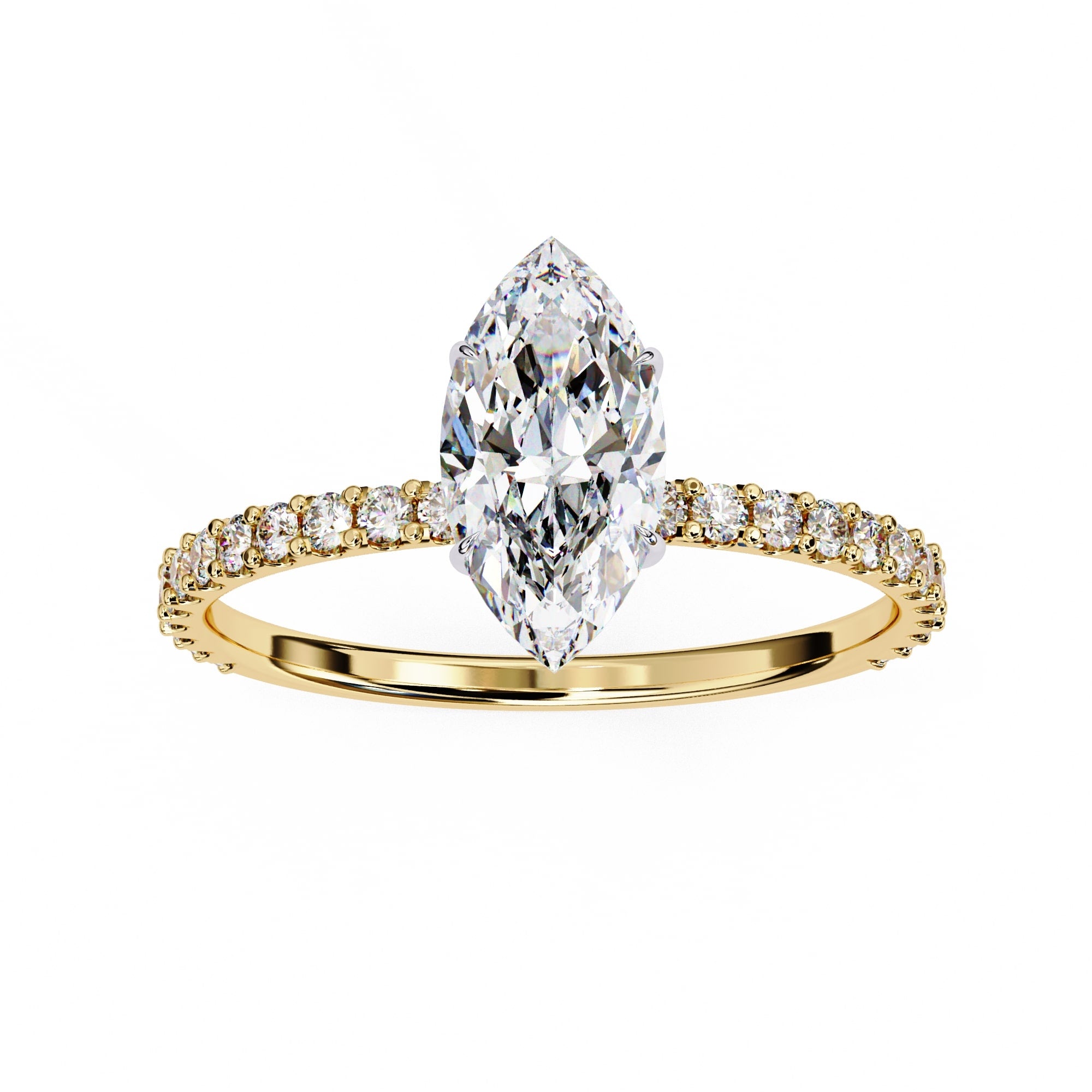 Marquise Diamond Solitaire Accent Engagement Ring