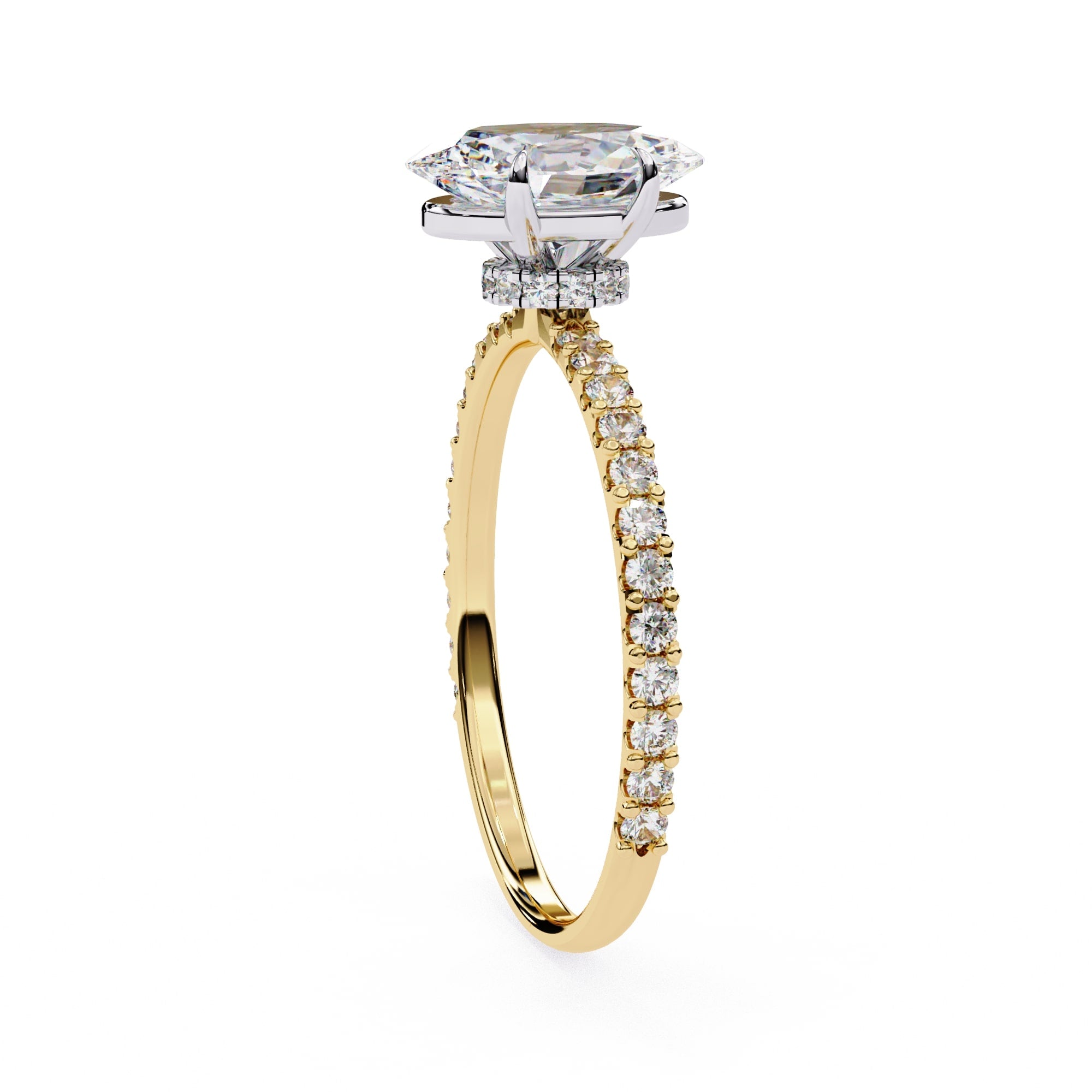 Modern Oval Cut Lab Diamond Solitaire Accent Ring
