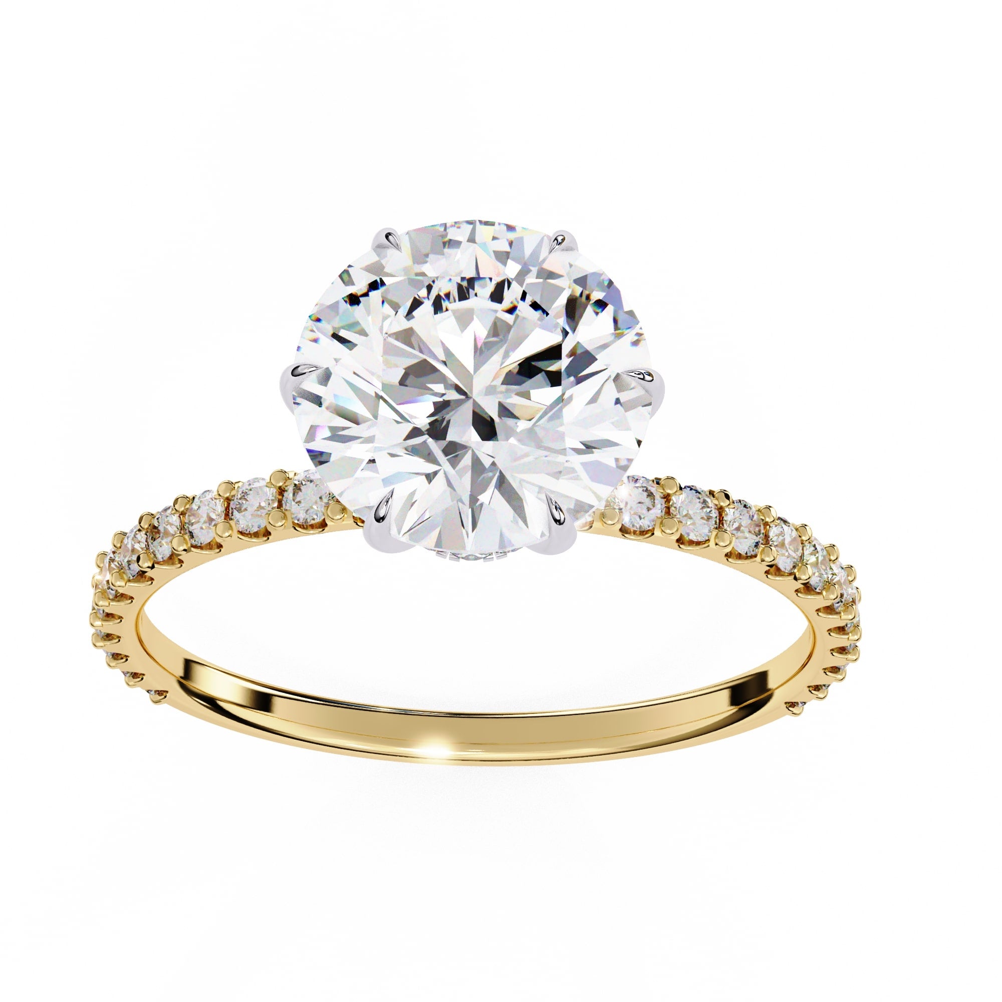 Round Diamond Solitaire Accent Engagement Ring
