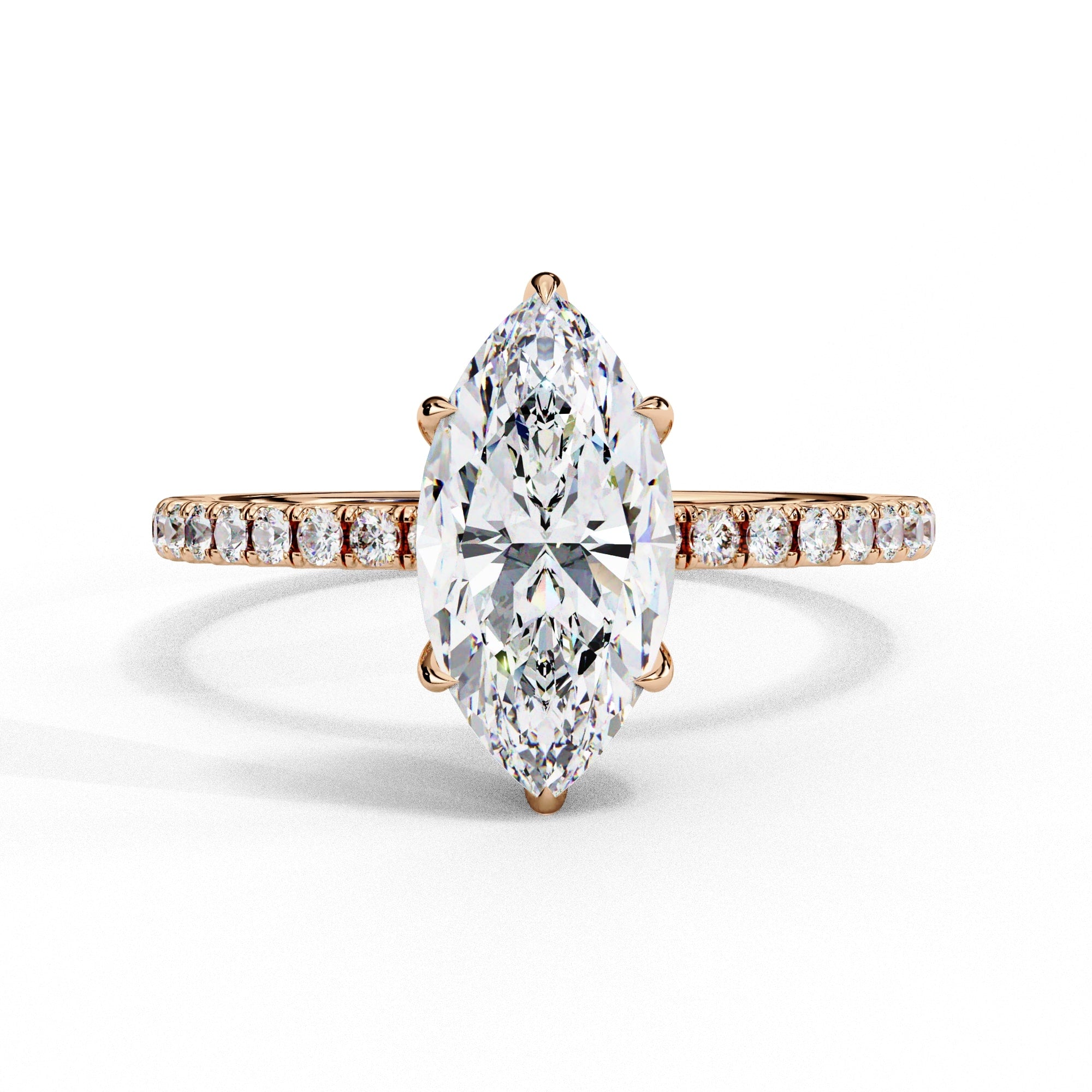 Marquise Diamond Hidden Halo Engagement Ring