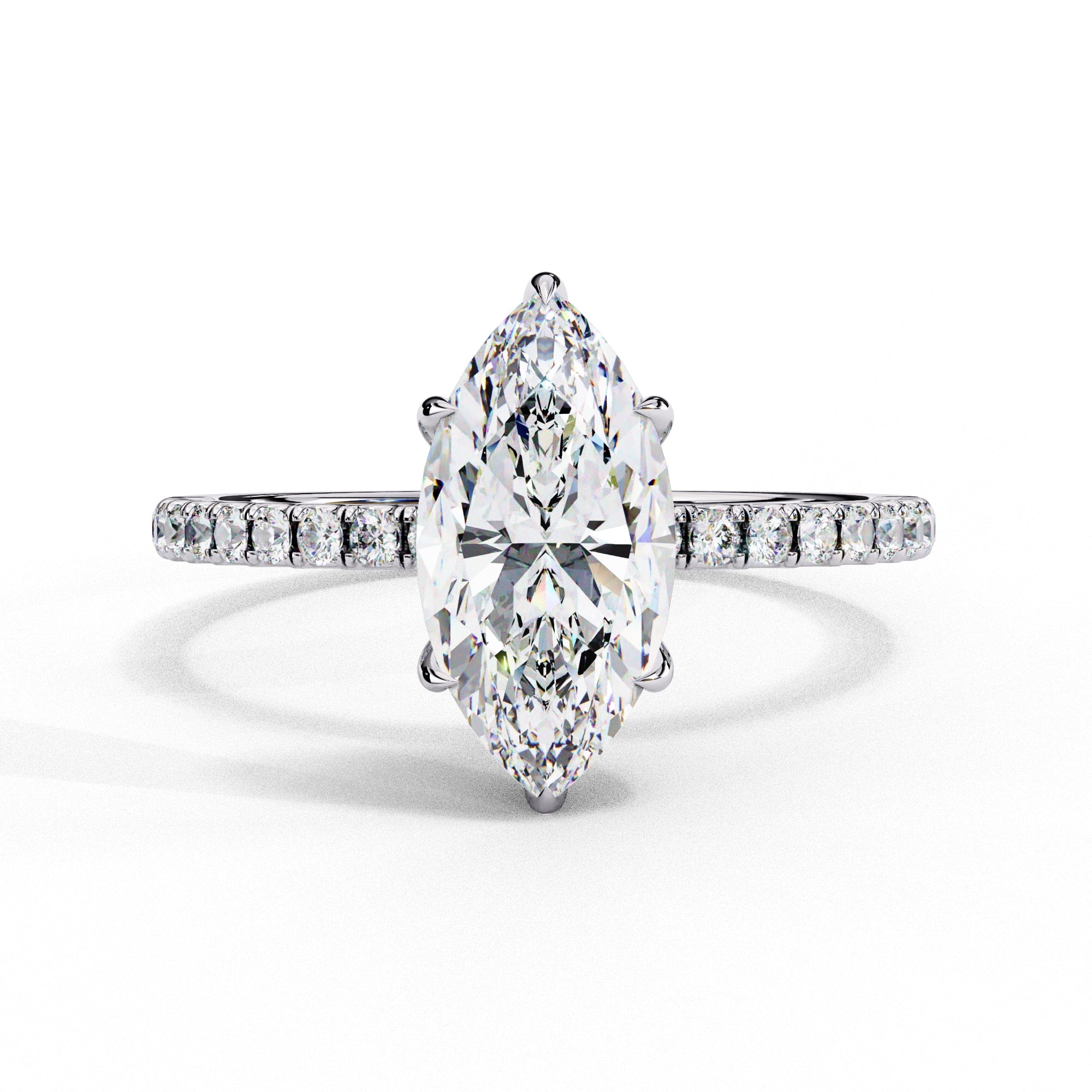 Marquise Diamond Hidden Halo Engagement Ring