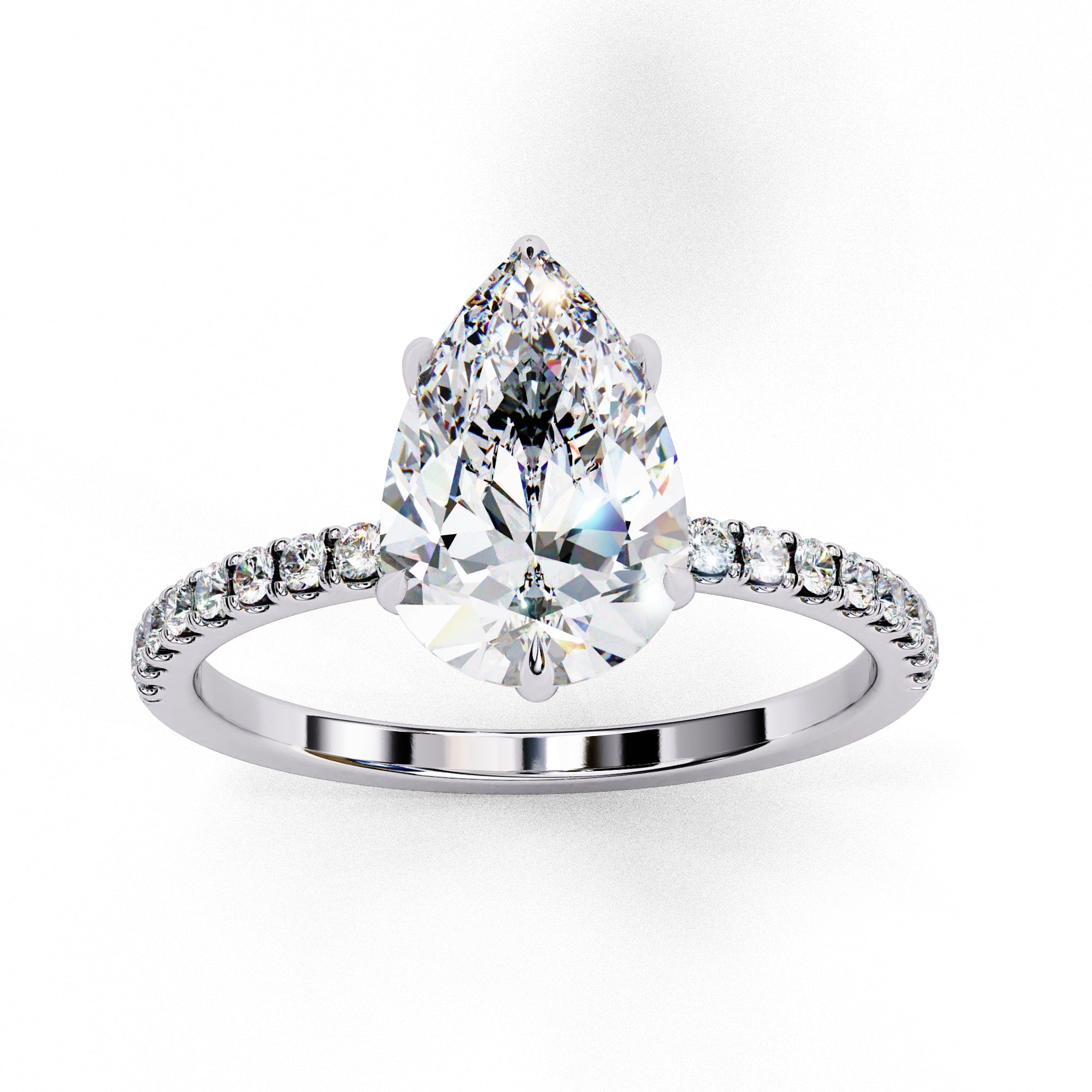 Yellow Gold Pear Diamond Halo Solitaire Ring
