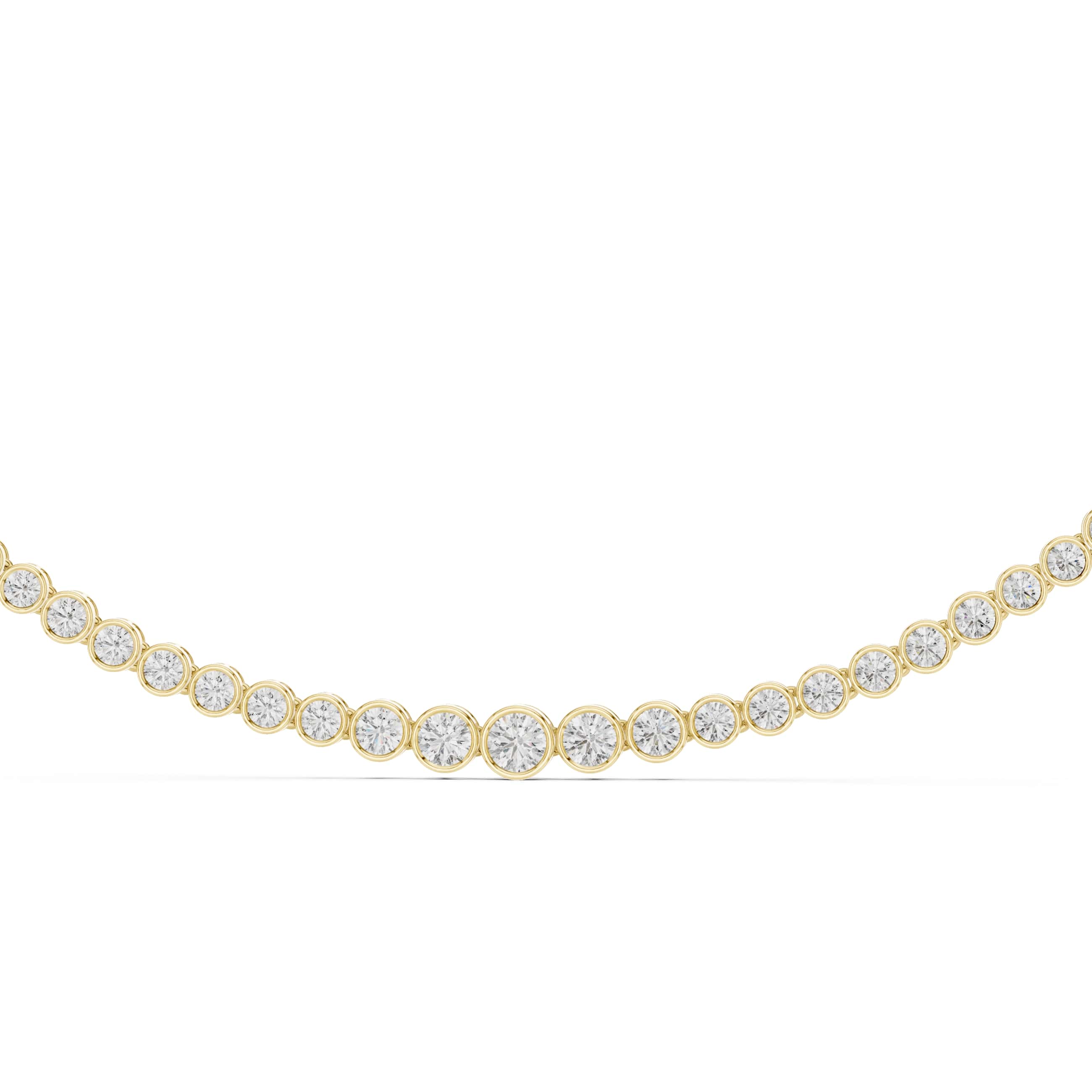 11 Carat Bezel Set Round Diamond Tennis Necklace
