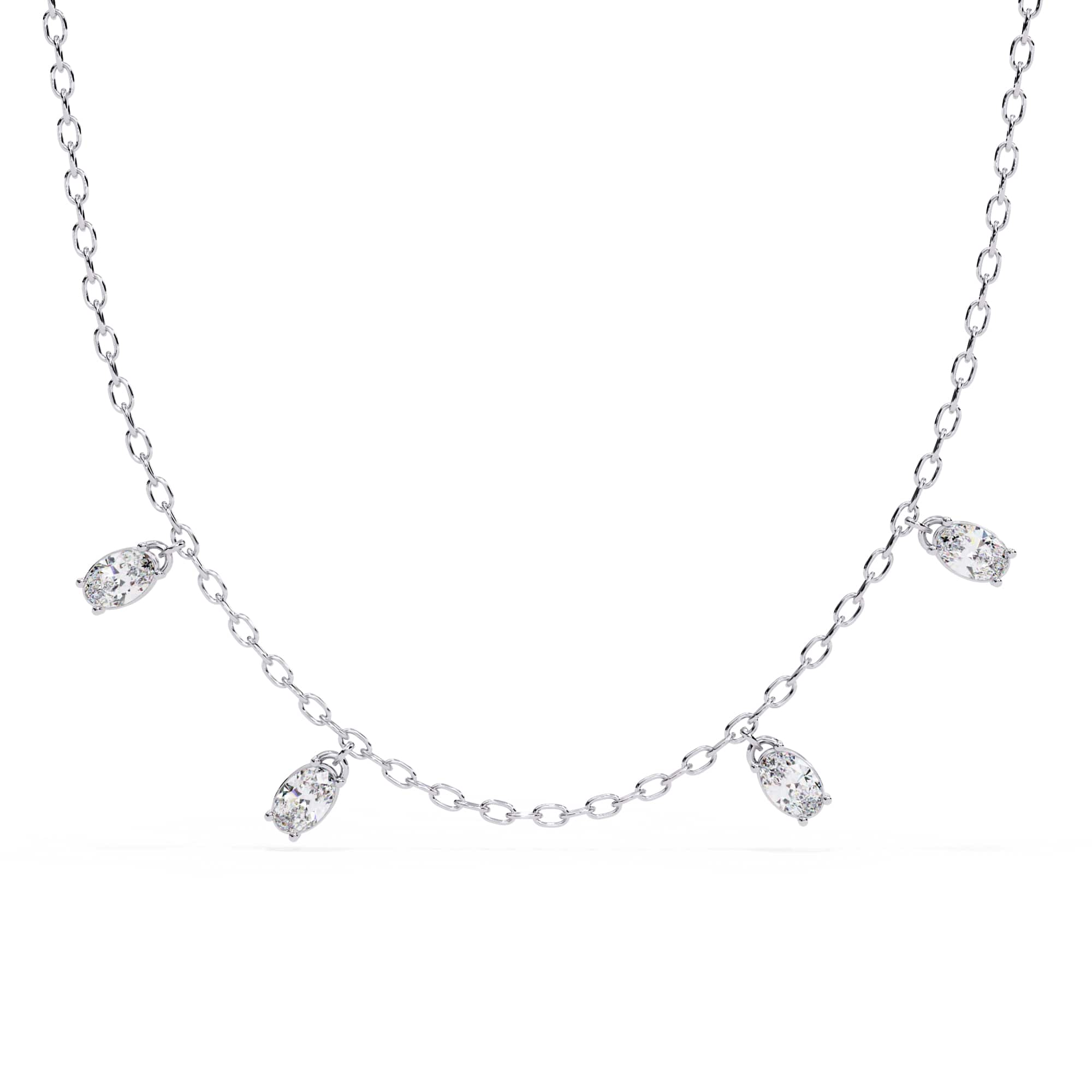 Oval Cut Lab Grown Diamond Chain Necklace