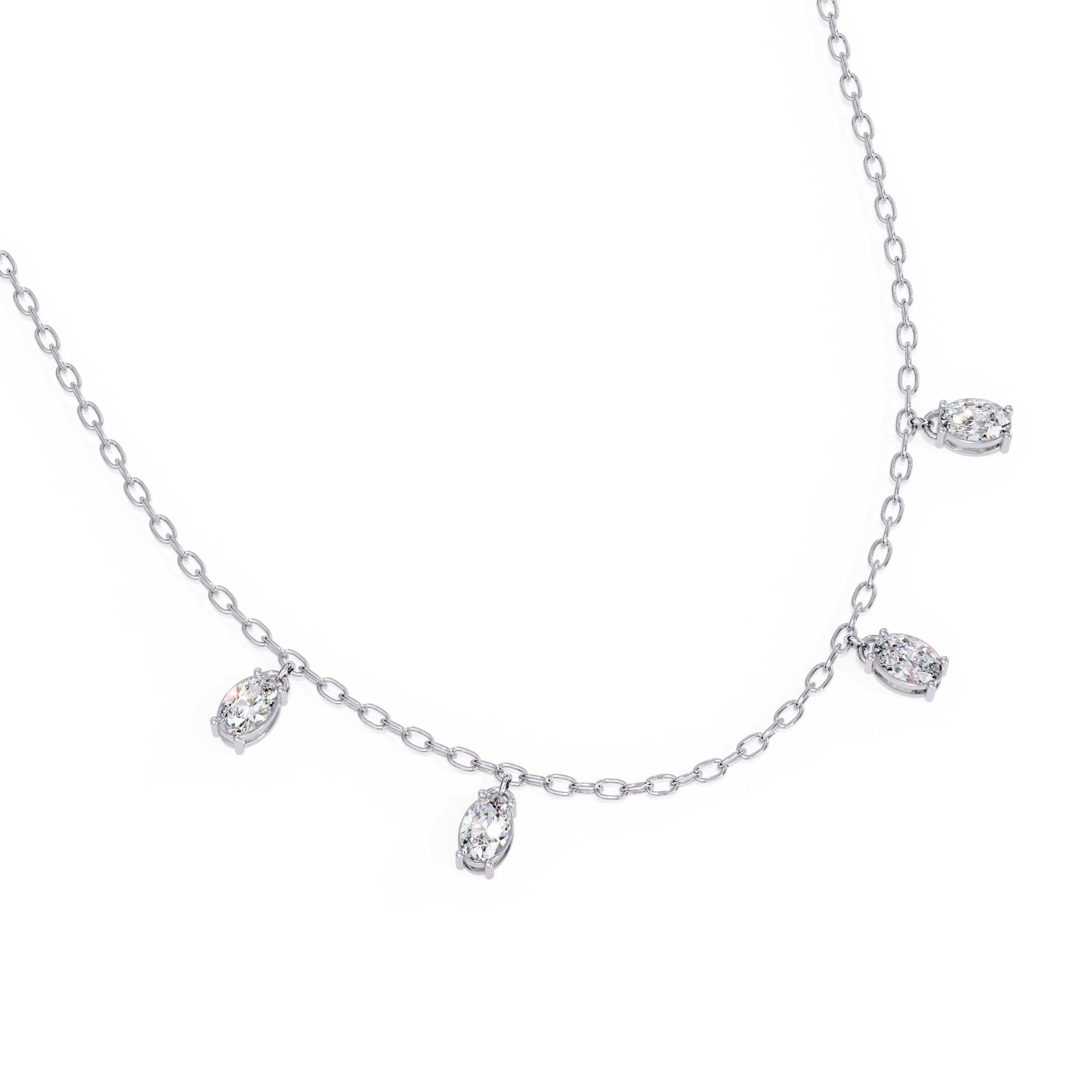 Oval Cut Lab Grown Diamond Chain Necklace
