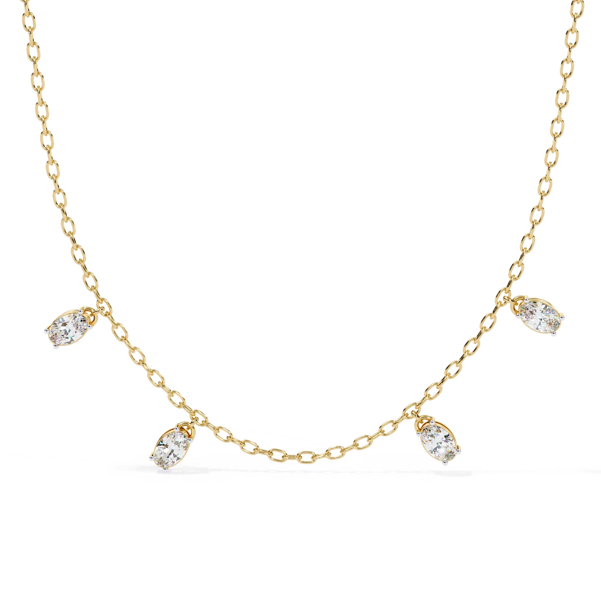 Oval Cut Lab Grown Diamond Chain Necklace