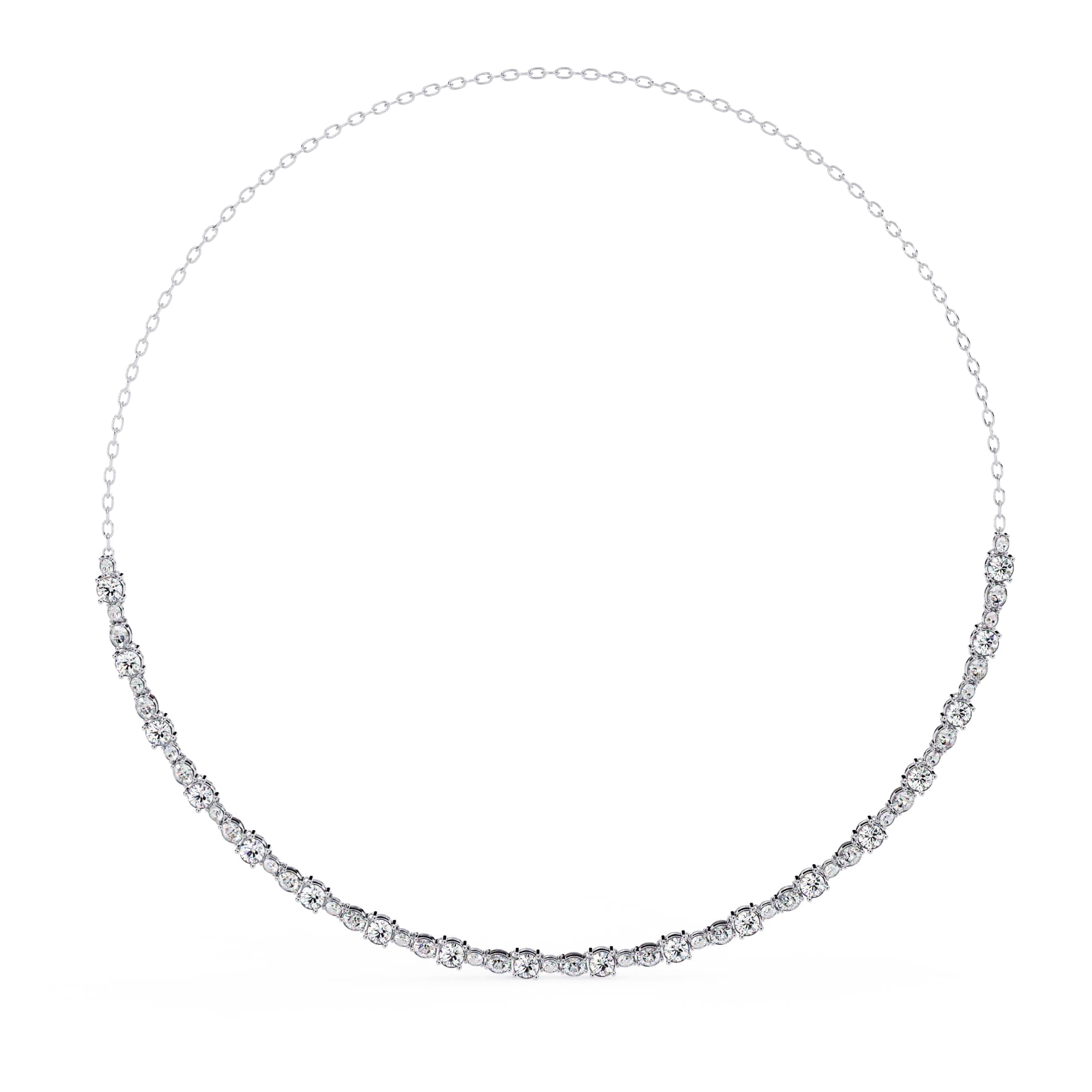 Round And Oval Cut Diamond Chain Necklace