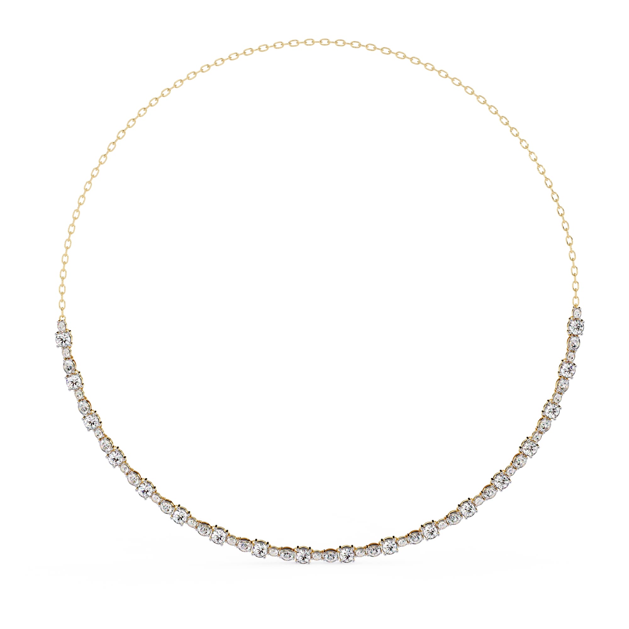 Round And Oval Cut Diamond Chain Necklace