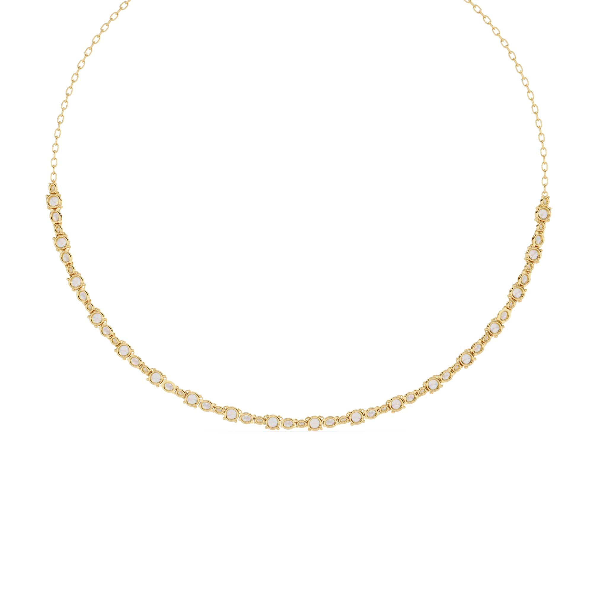 Round And Oval Cut Diamond Chain Necklace