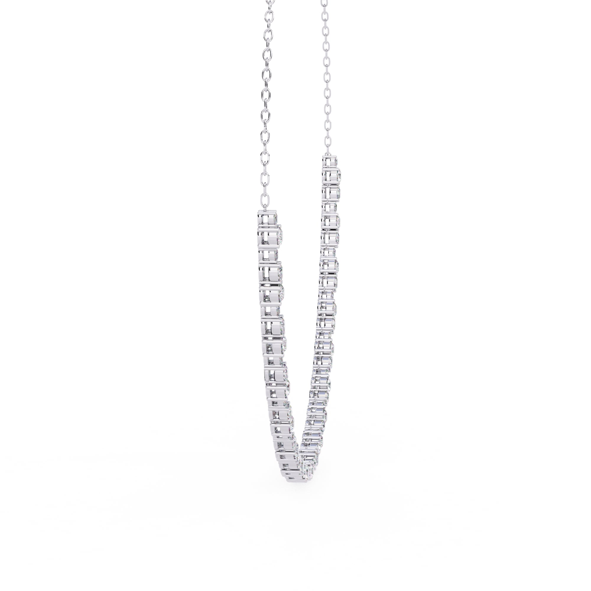 Round And Oval Cut Diamond Chain Necklace