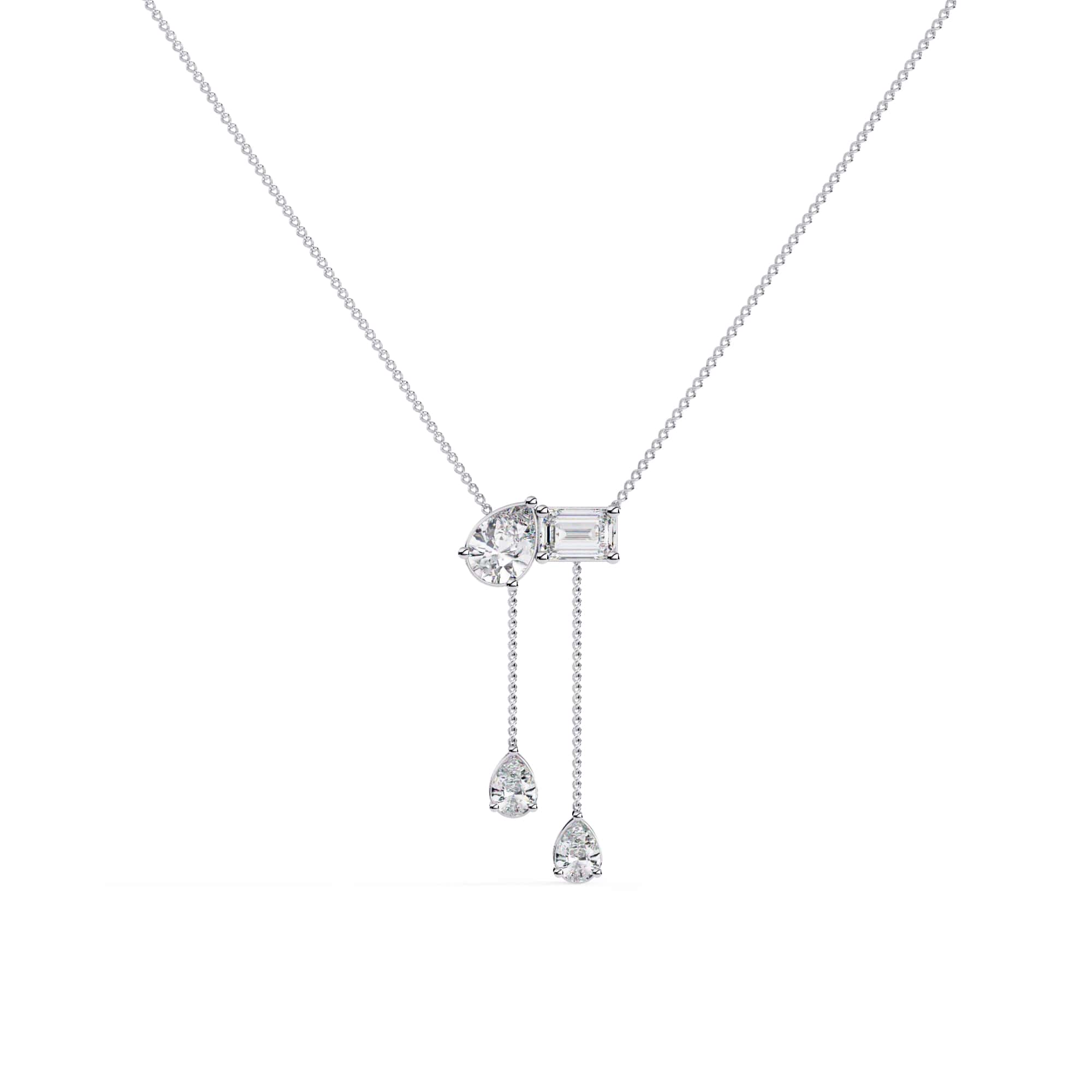 Fancy Multi Shape Drop Diamond Necklace