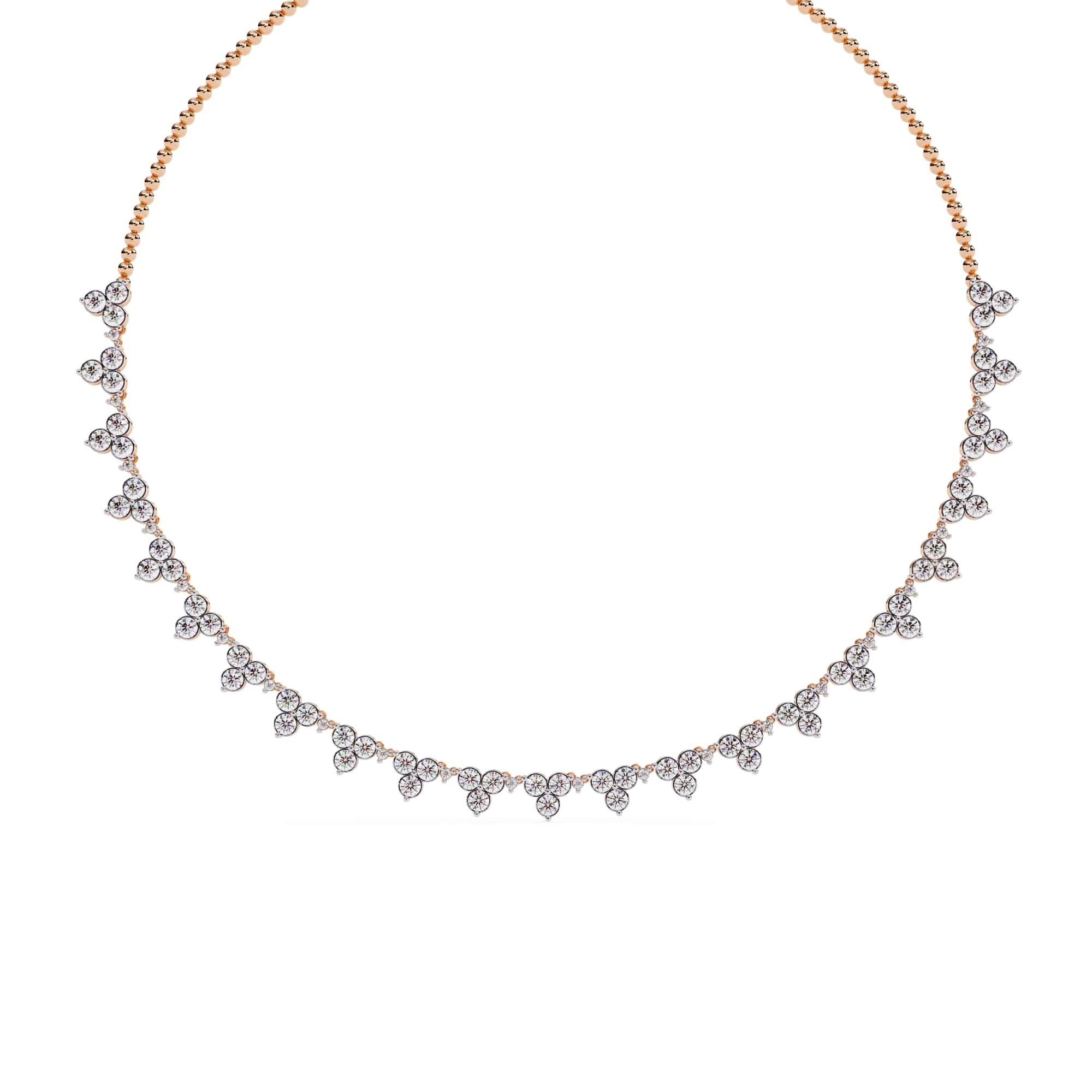 Unique Round Cut Lab Diamond Floral Necklace