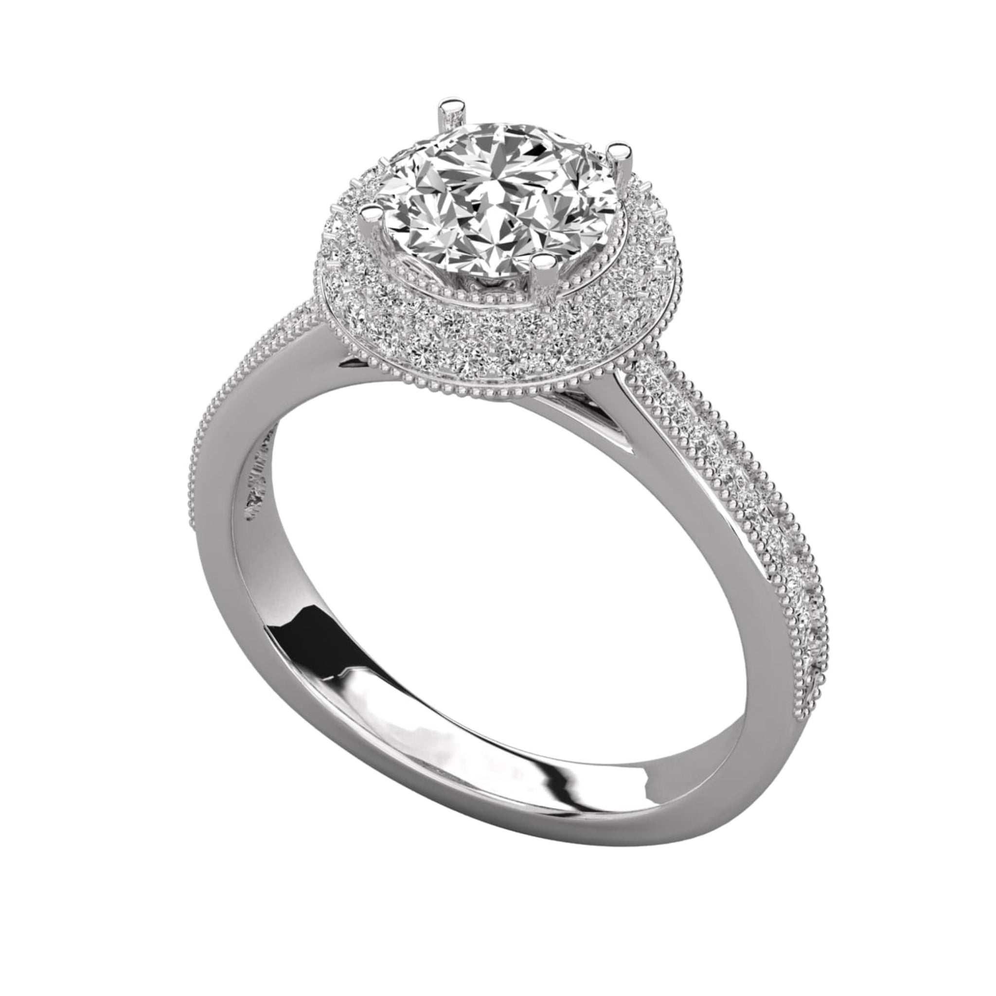 Double Halo Pave Engagement Ring