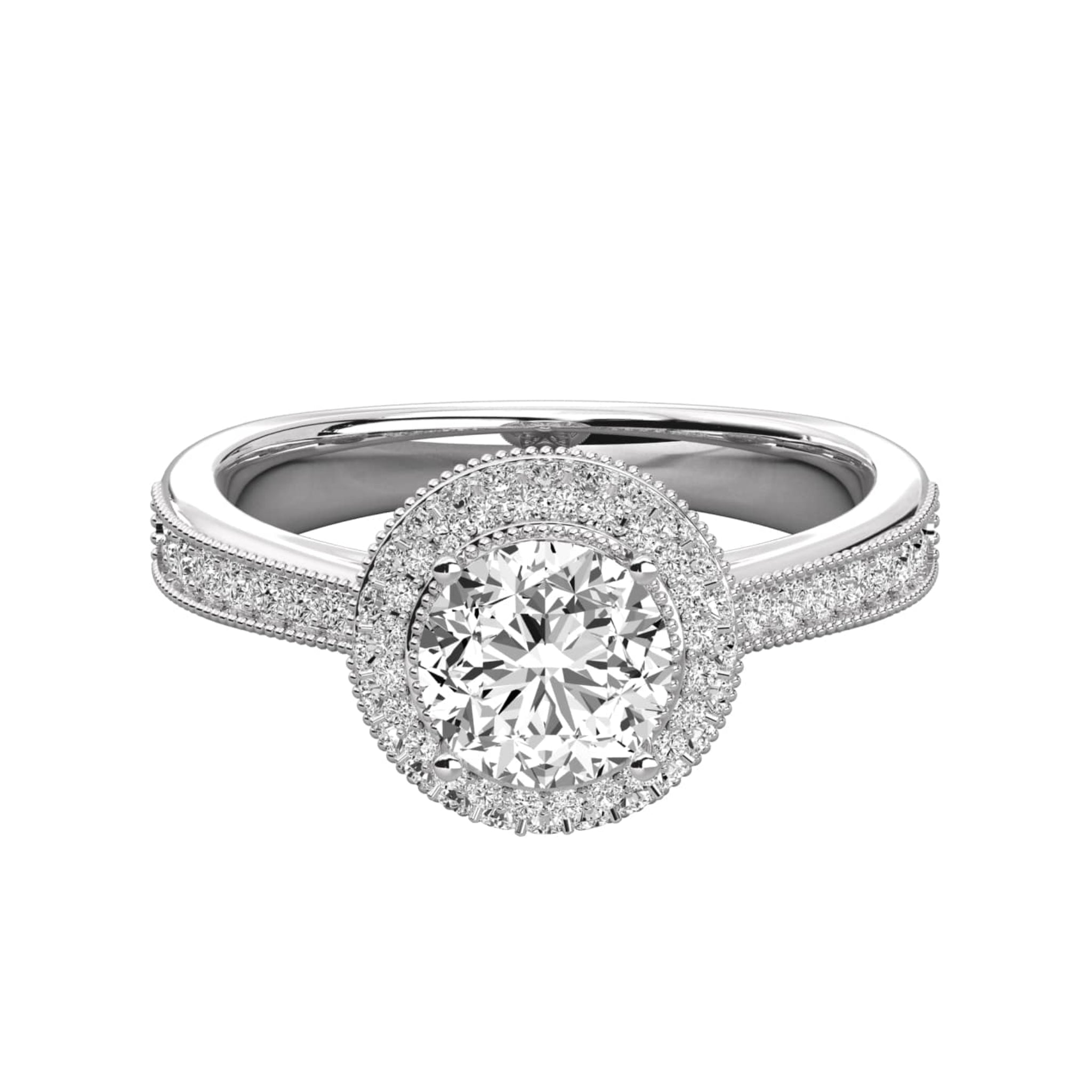Double Halo Pave Engagement Ring