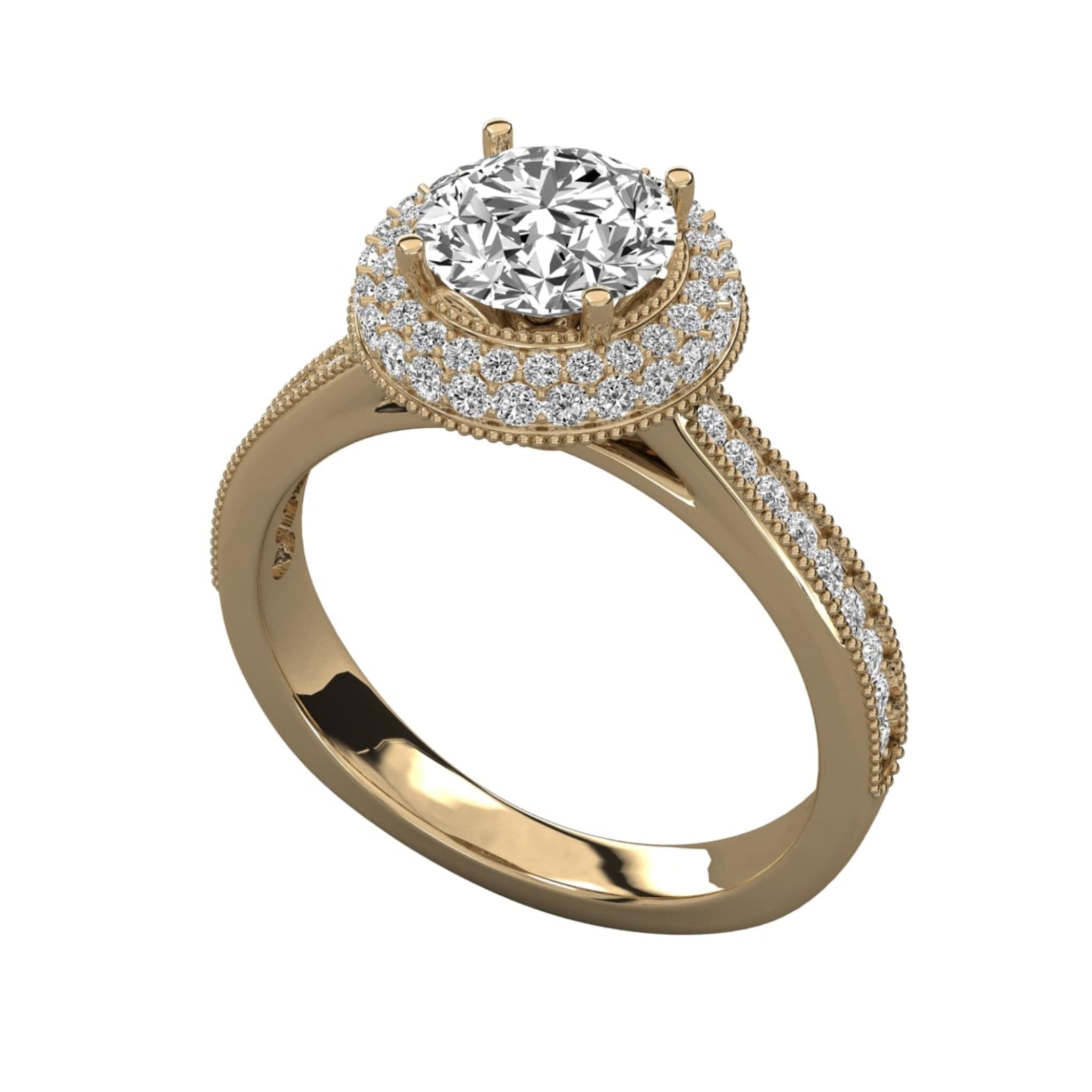 Double Halo Pave Engagement Ring
